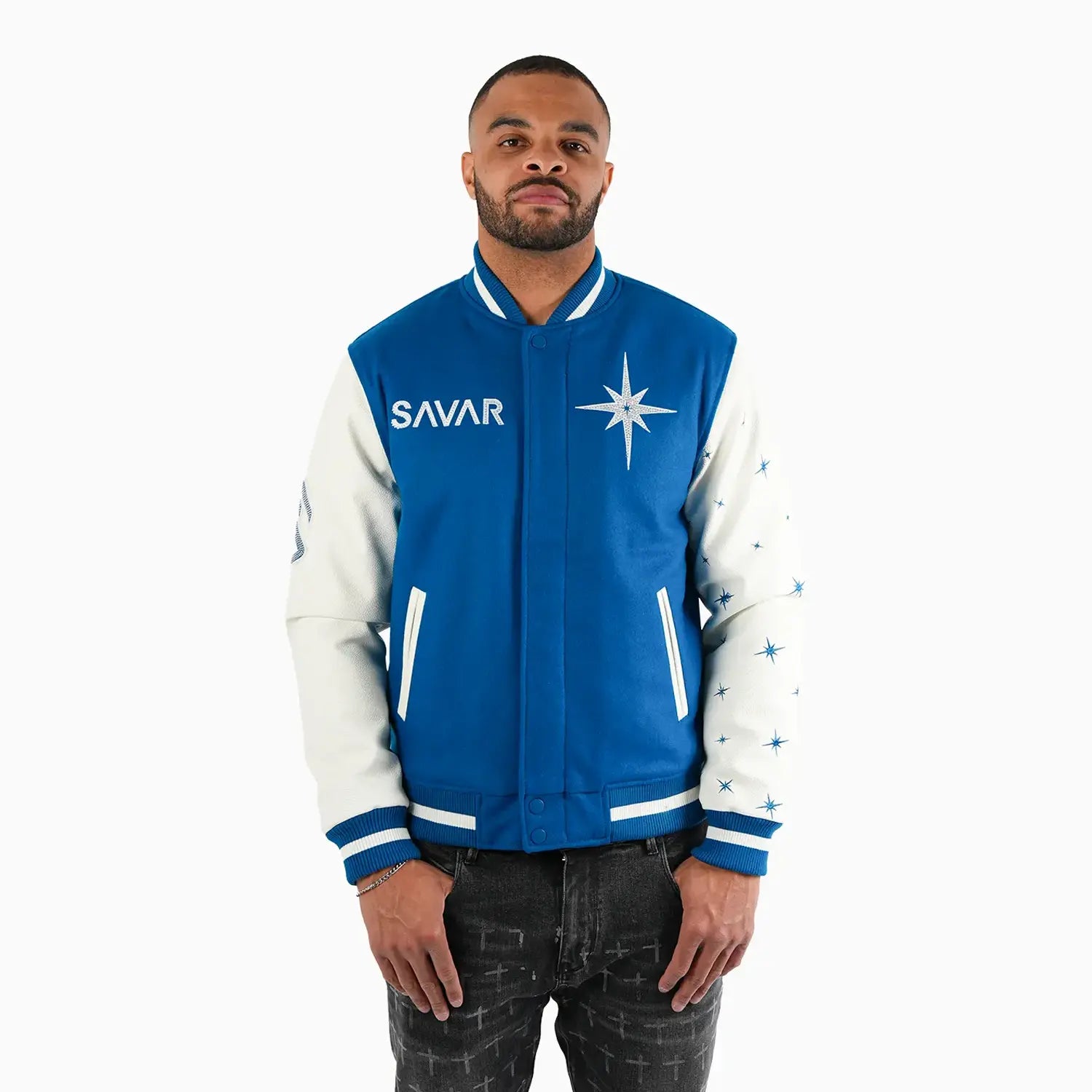 Men's Faded Wool Varsity Jacket Savar - Tops and Bottoms USA