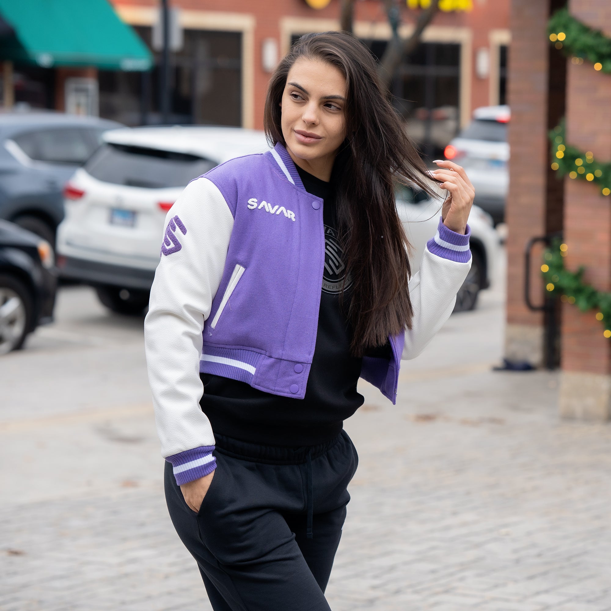 Women's Circle Wool Varsity Jacket Savar - Tops and Bottoms USA