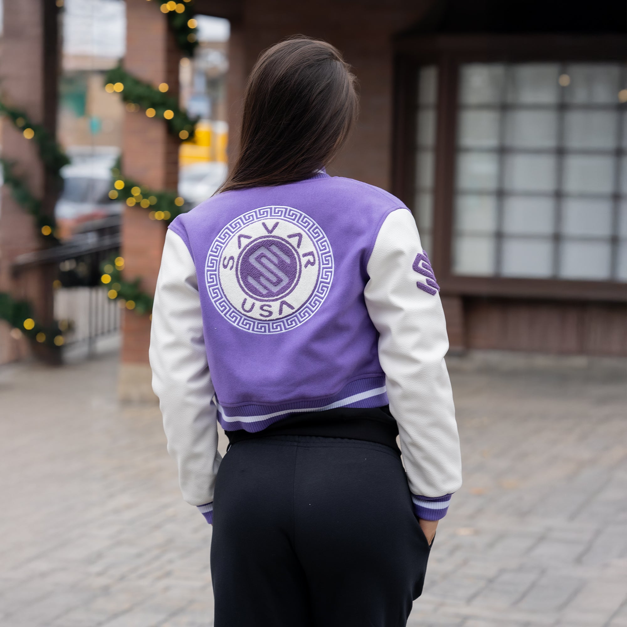 Women's Circle Wool Varsity Jacket Savar - Tops and Bottoms USA