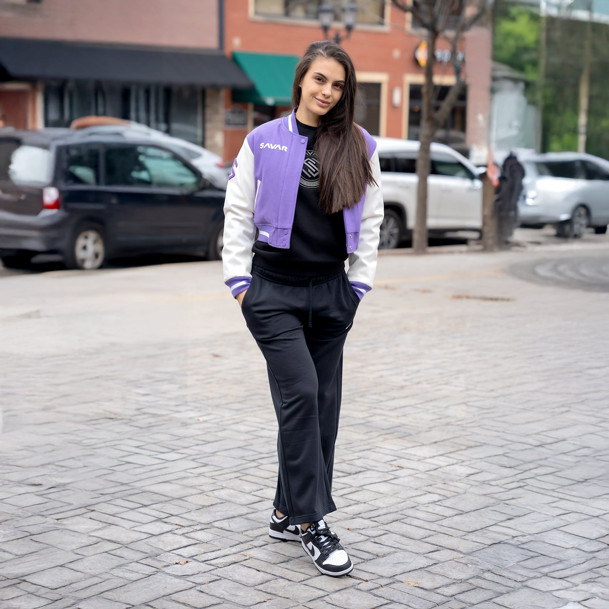 Women's Circle Wool Varsity Jacket Savar - Tops and Bottoms USA