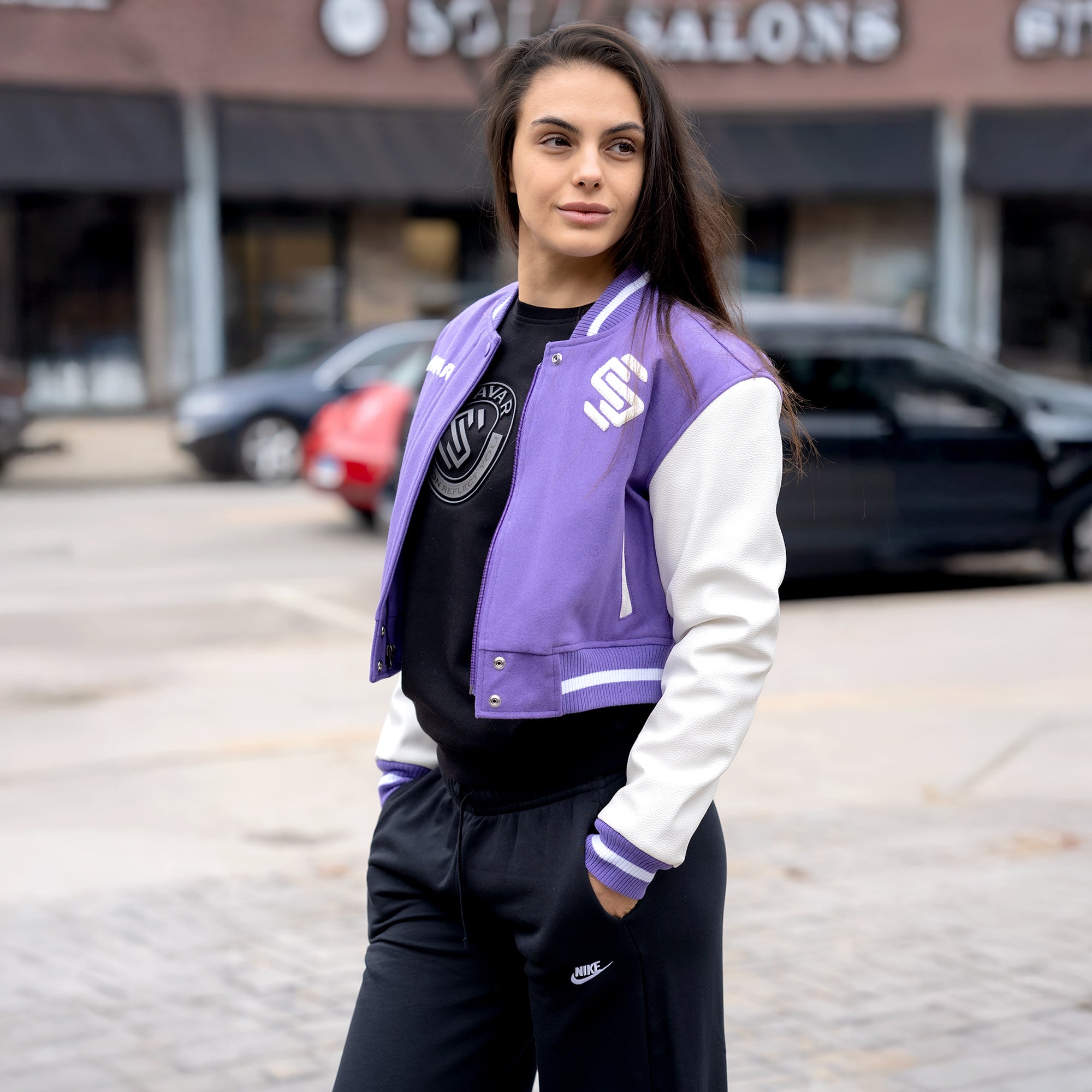 Women's Circle Wool Varsity Jacket Savar - Tops and Bottoms USA