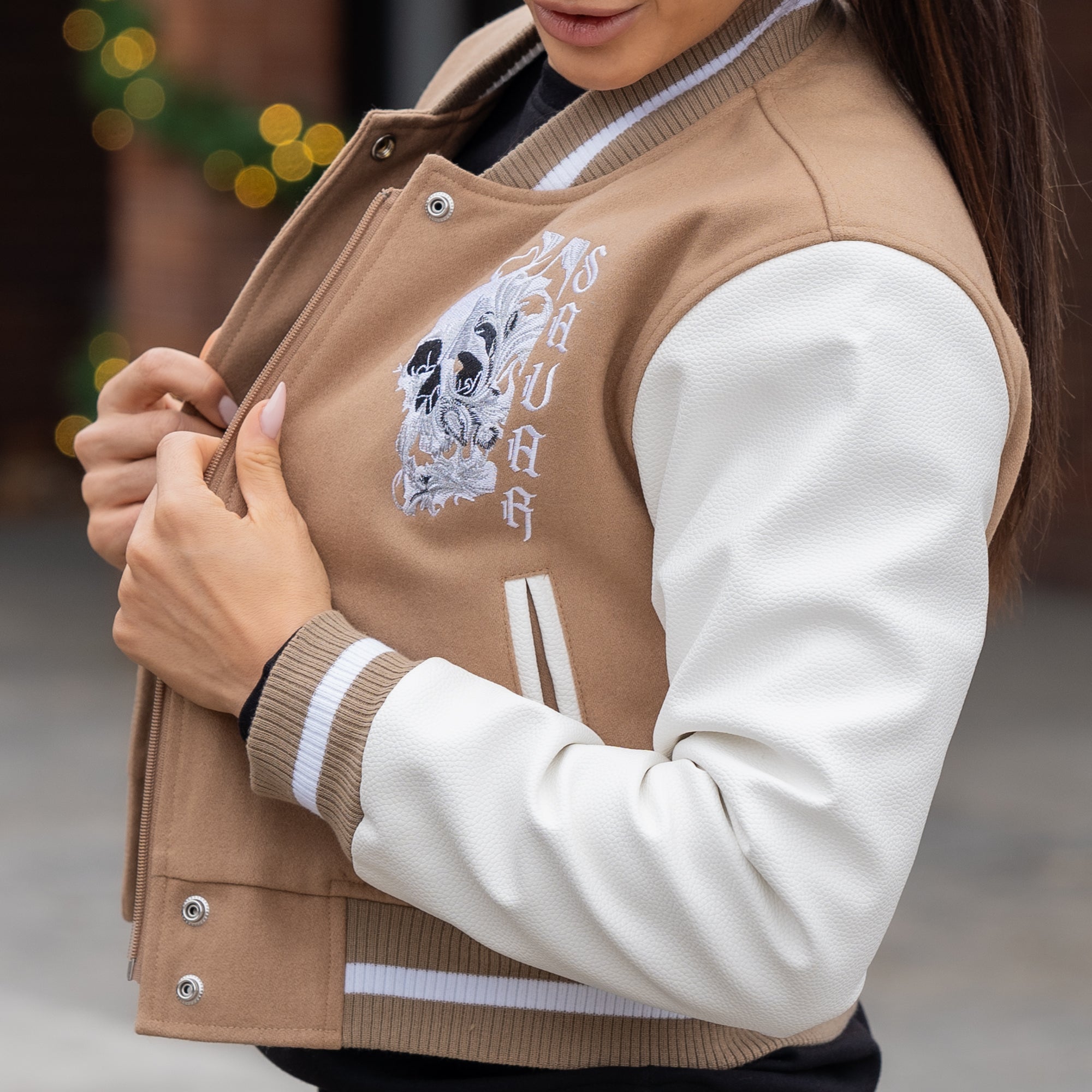 Women's Skull Wool Varsity Jacket