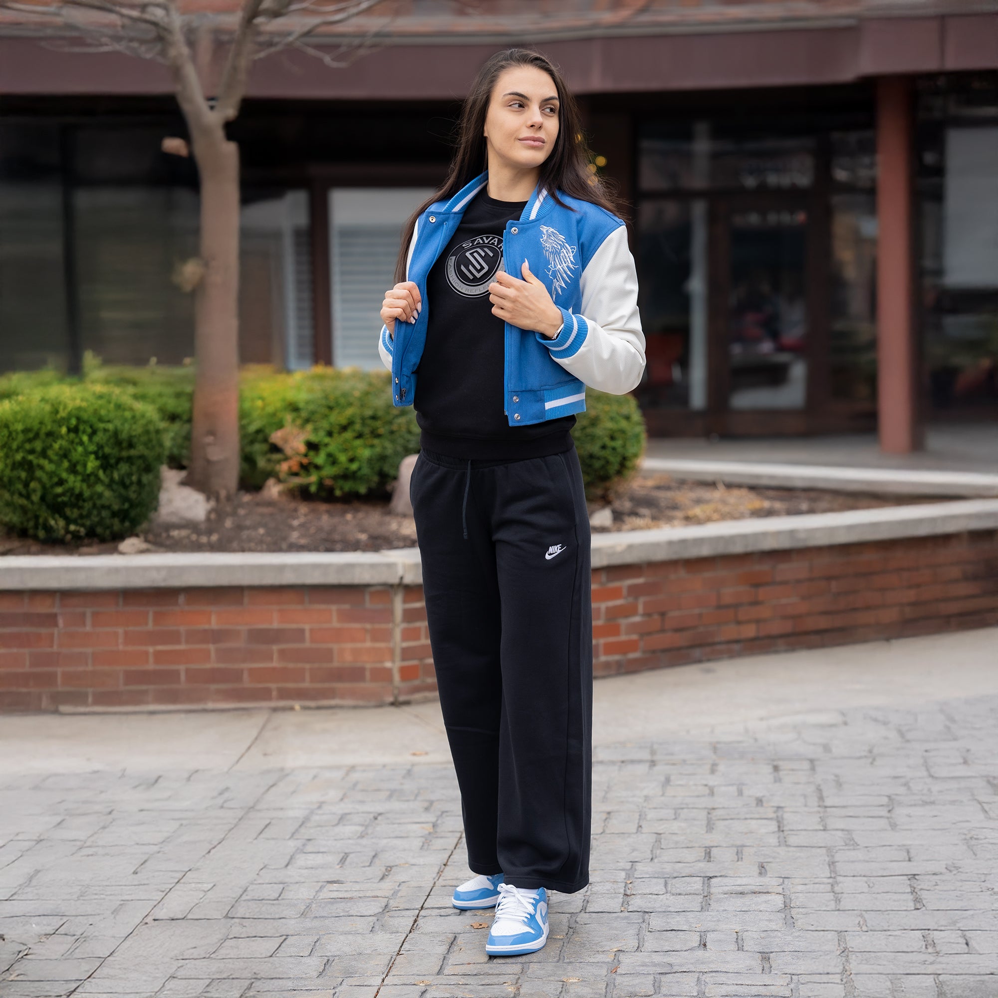 Women's Wings Wool Varsity Jacket Savar - Tops and Bottoms USA