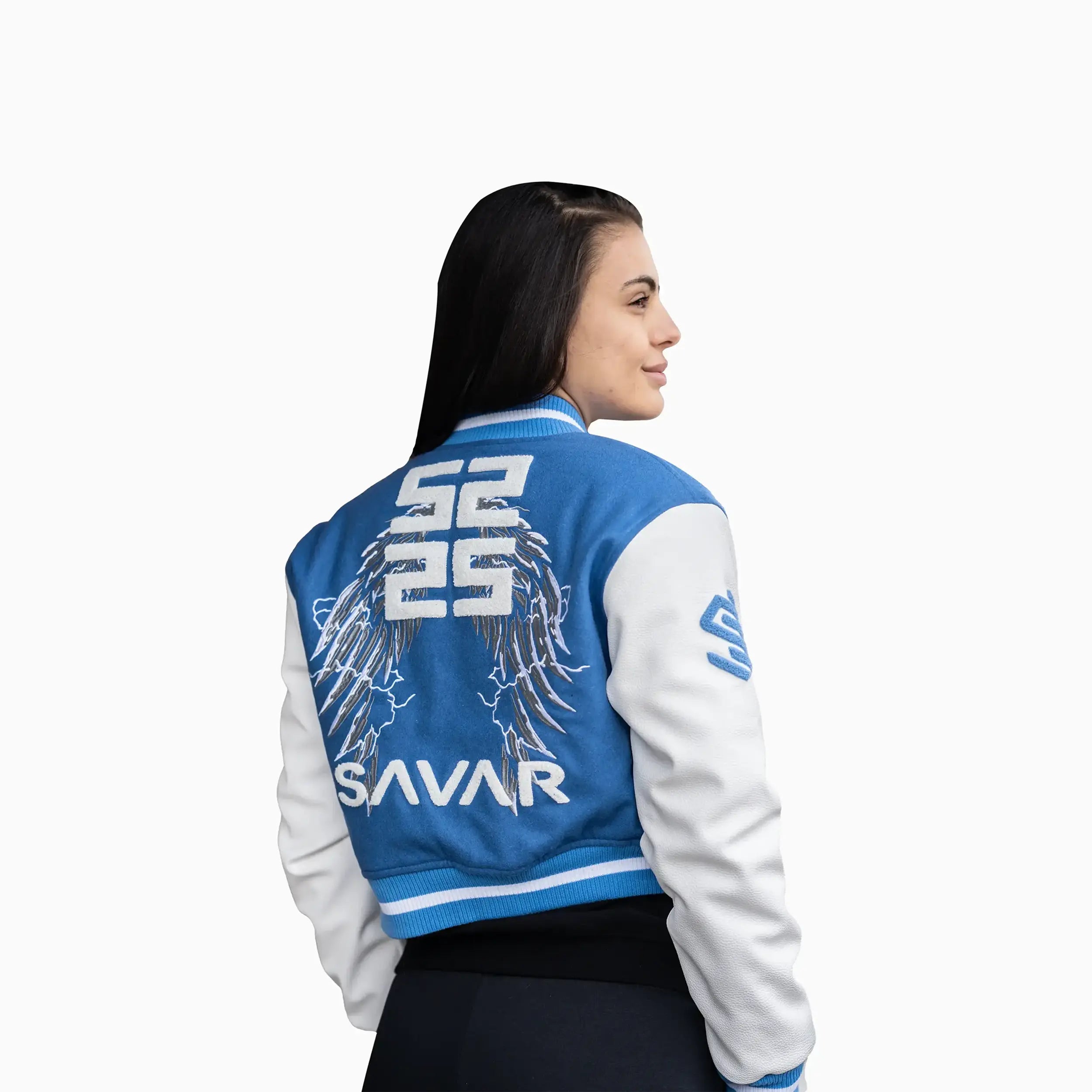 Women's Wings Wool Varsity Jacket Savar - Tops and Bottoms USA