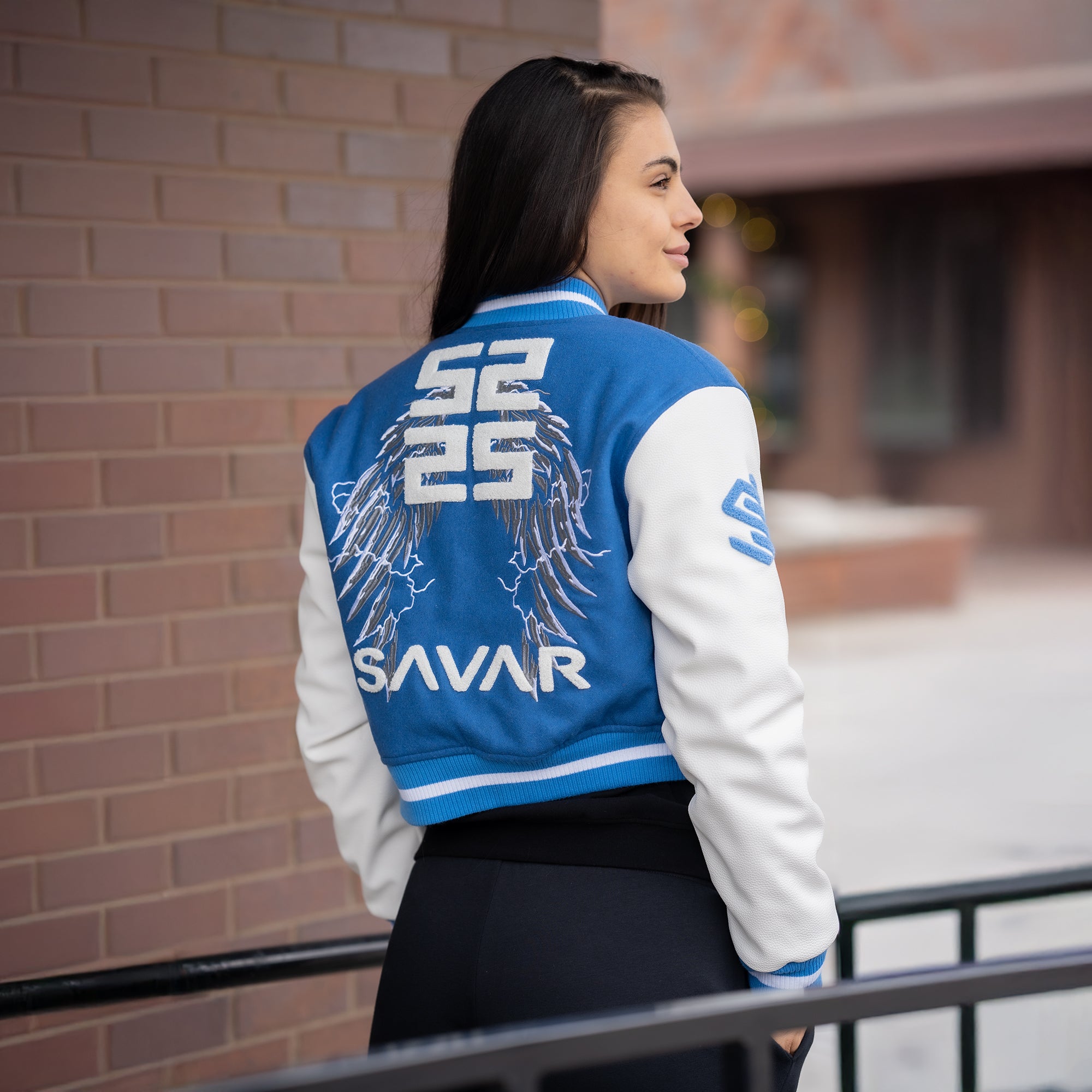 Women's Wings Wool Varsity Jacket Savar - Tops and Bottoms USA