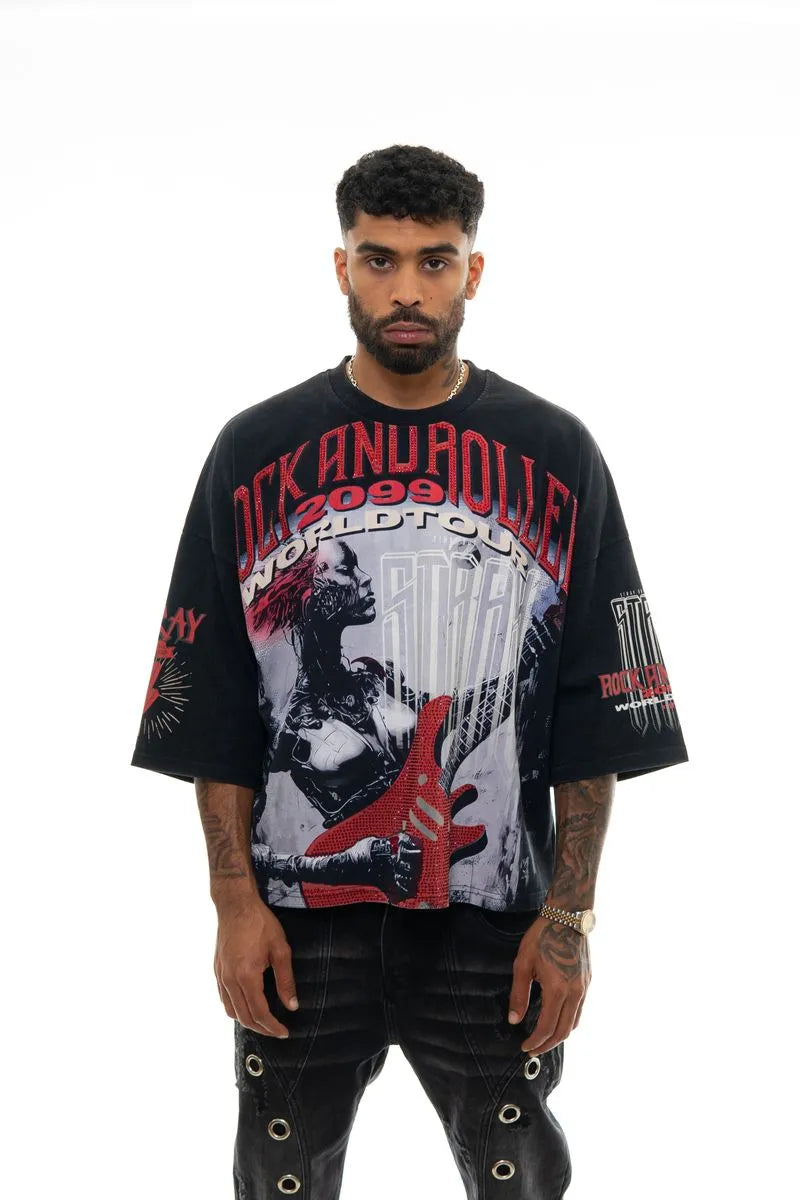 Men's Rock and Roller 2099 World Tour Oversized Graphic T-Shirt