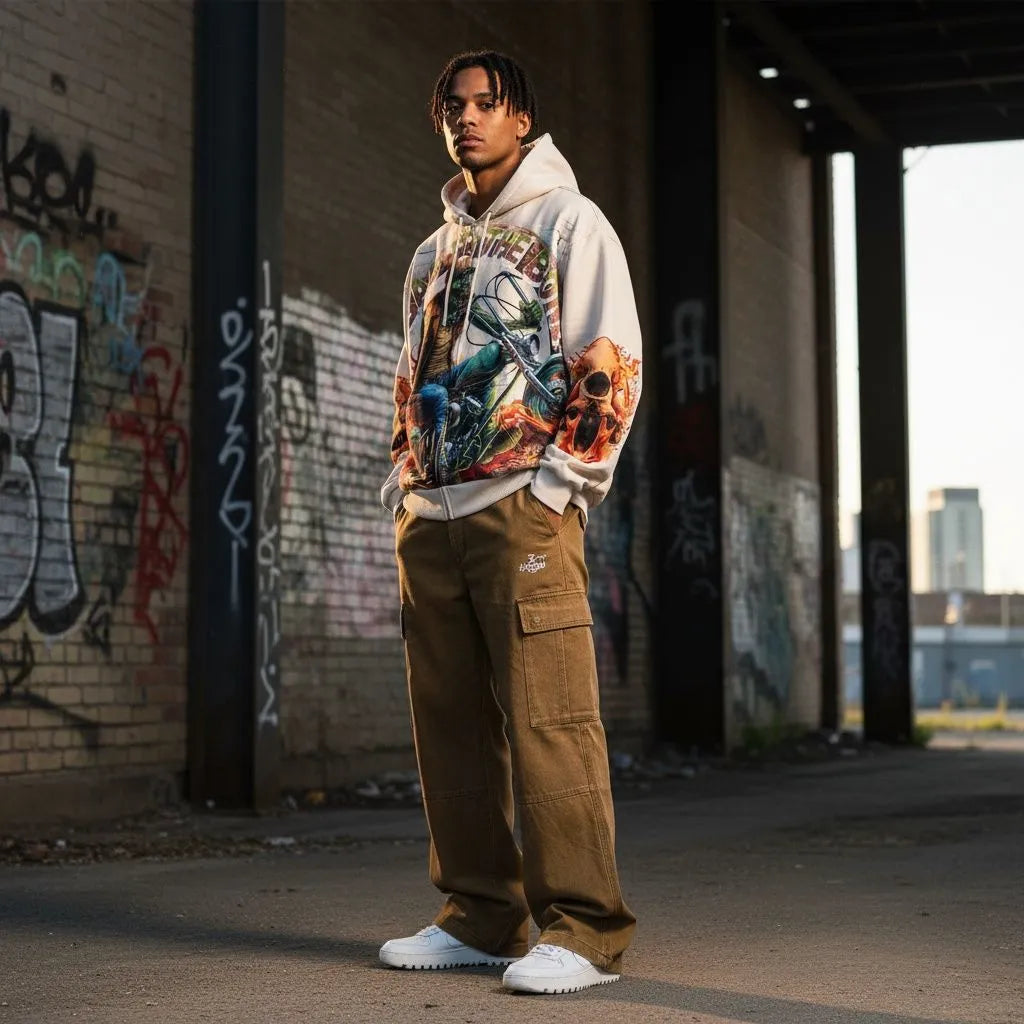 Men's Bad to the Bone Motorcycle Graphic Hoodie