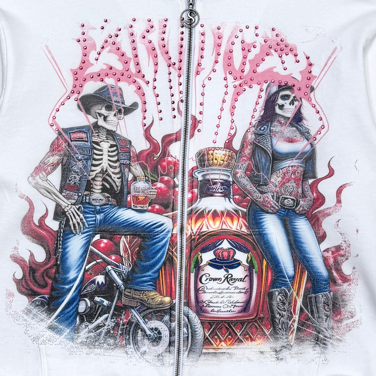 Men's Graphic Skeleton Rider Zip-Up Hoodie