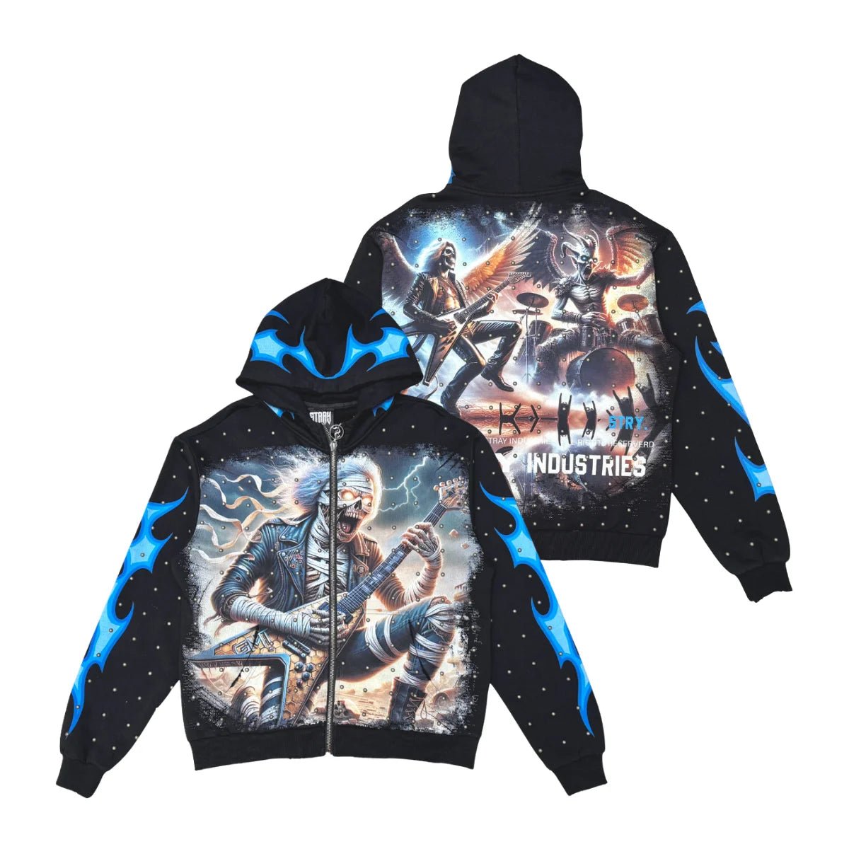 Men's Rockstar Mummy Full Zip Hoodie Stray - Tops and Bottoms USA
