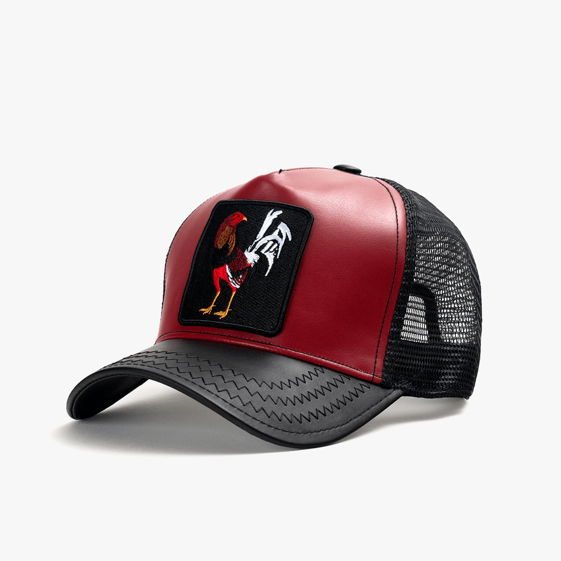 gold-star-hats-mens-rooster-trucker-hat-z017-burgundyblk