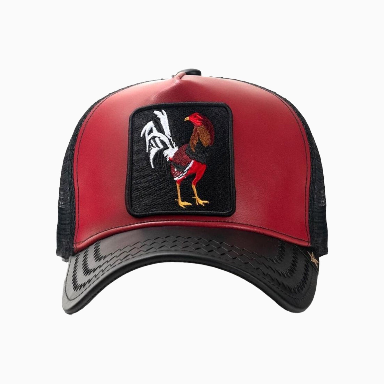 gold-star-hats-mens-rooster-trucker-hat-z017-burgundyblk