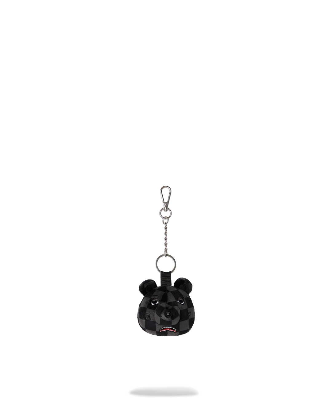 Grey Checker Bear Head Keychain