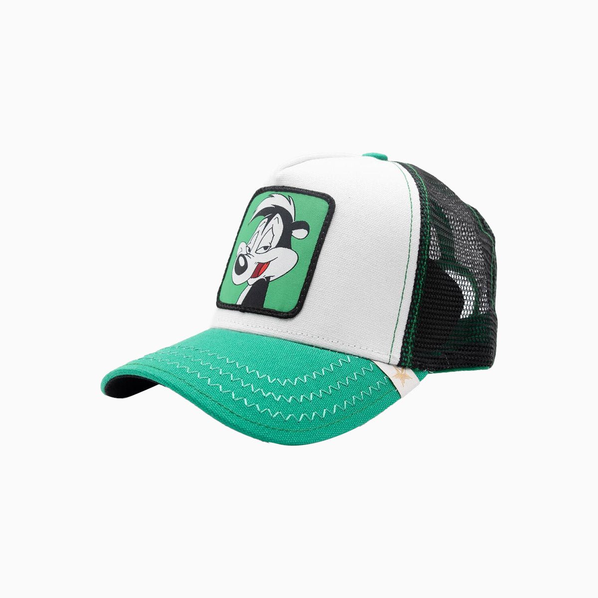 gold-star-hats-the-cartoon-green-white-black-trucker-hat-zo01-white