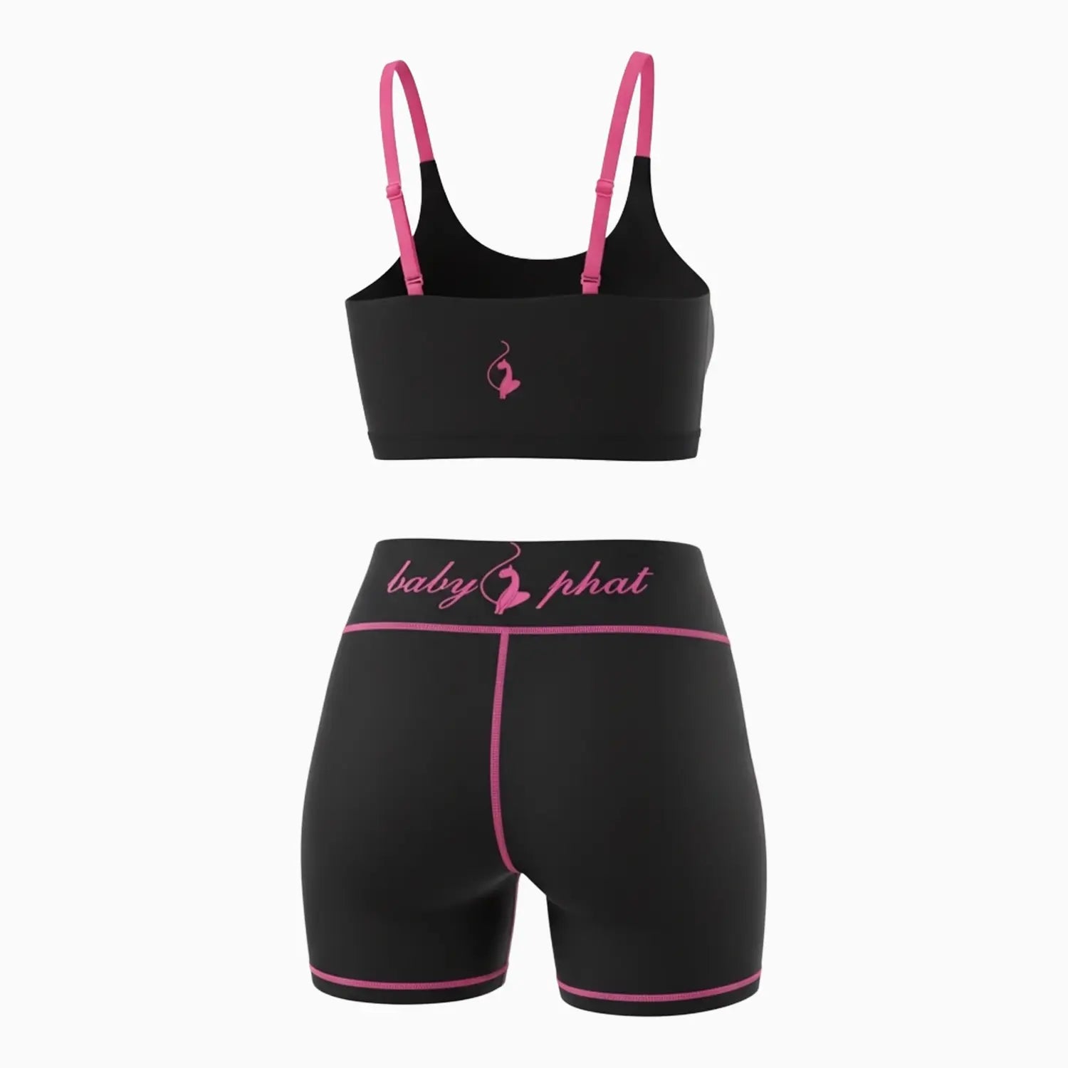 Women's Script Logo Racerback Sports Bra & Biker Shorts Outfit Baby Phat - Tops and Bottoms USA