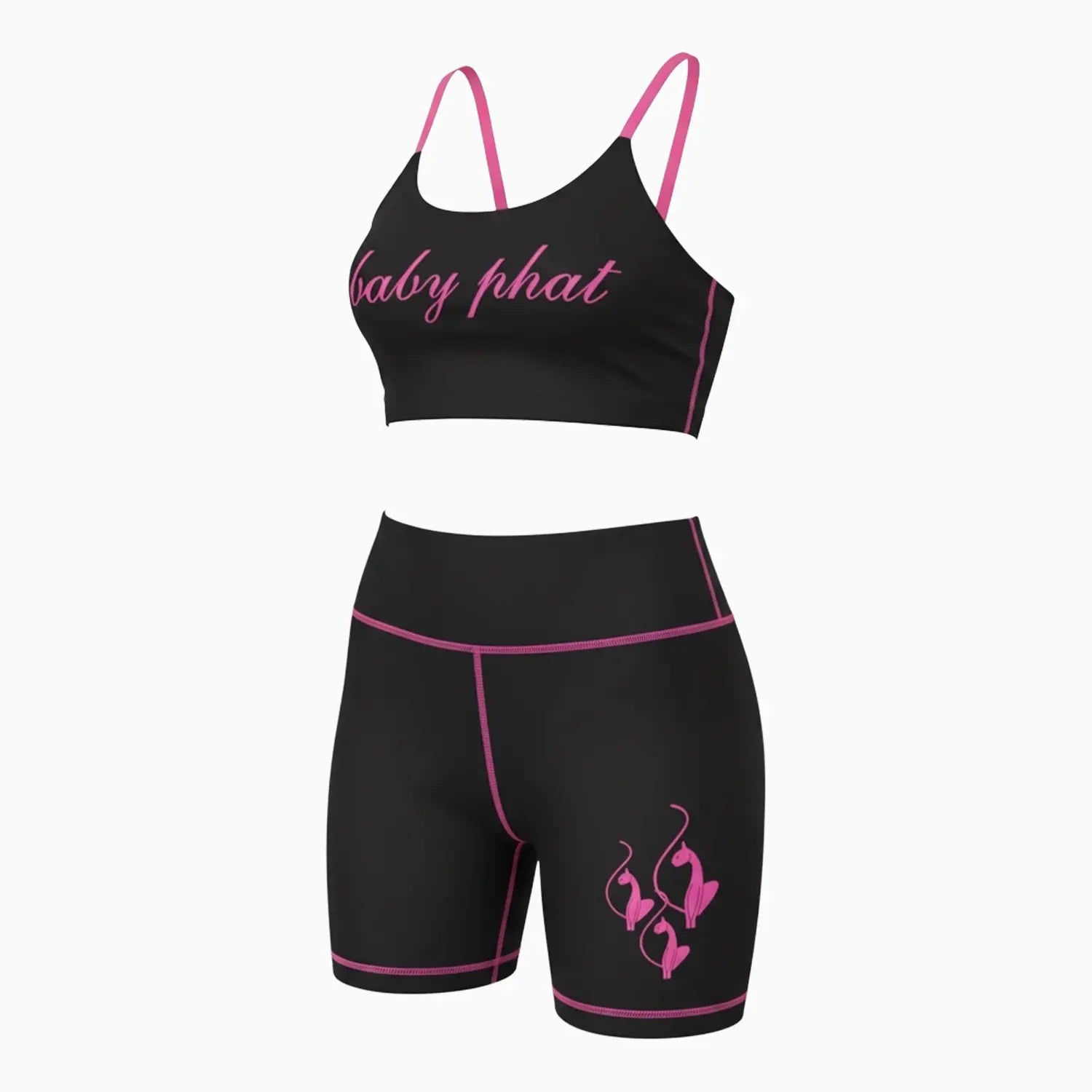 Women's Script Logo Racerback Sports Bra & Biker Shorts Outfit
