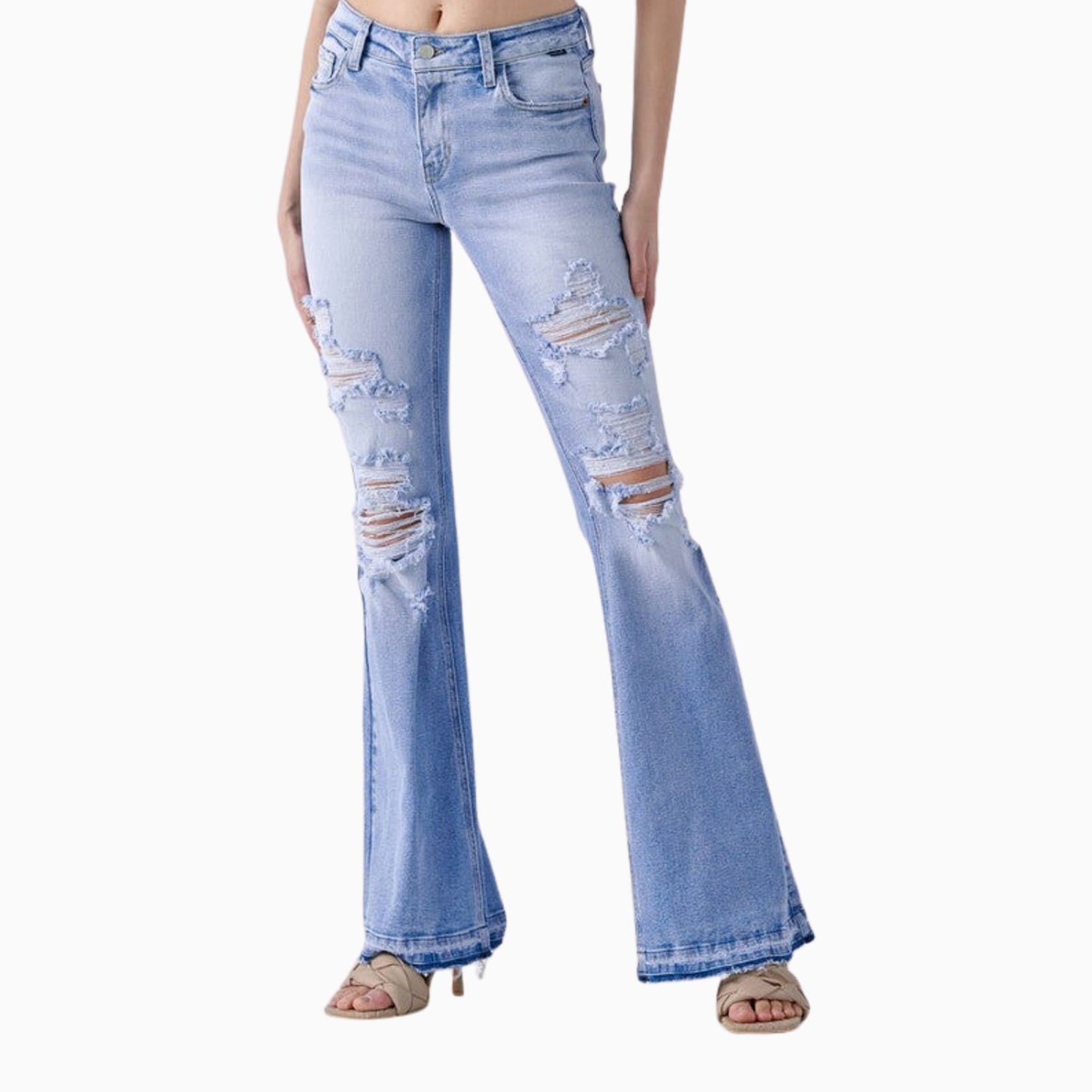 Cello Jeans Women's Mid Rise Super Flare Denim Pant