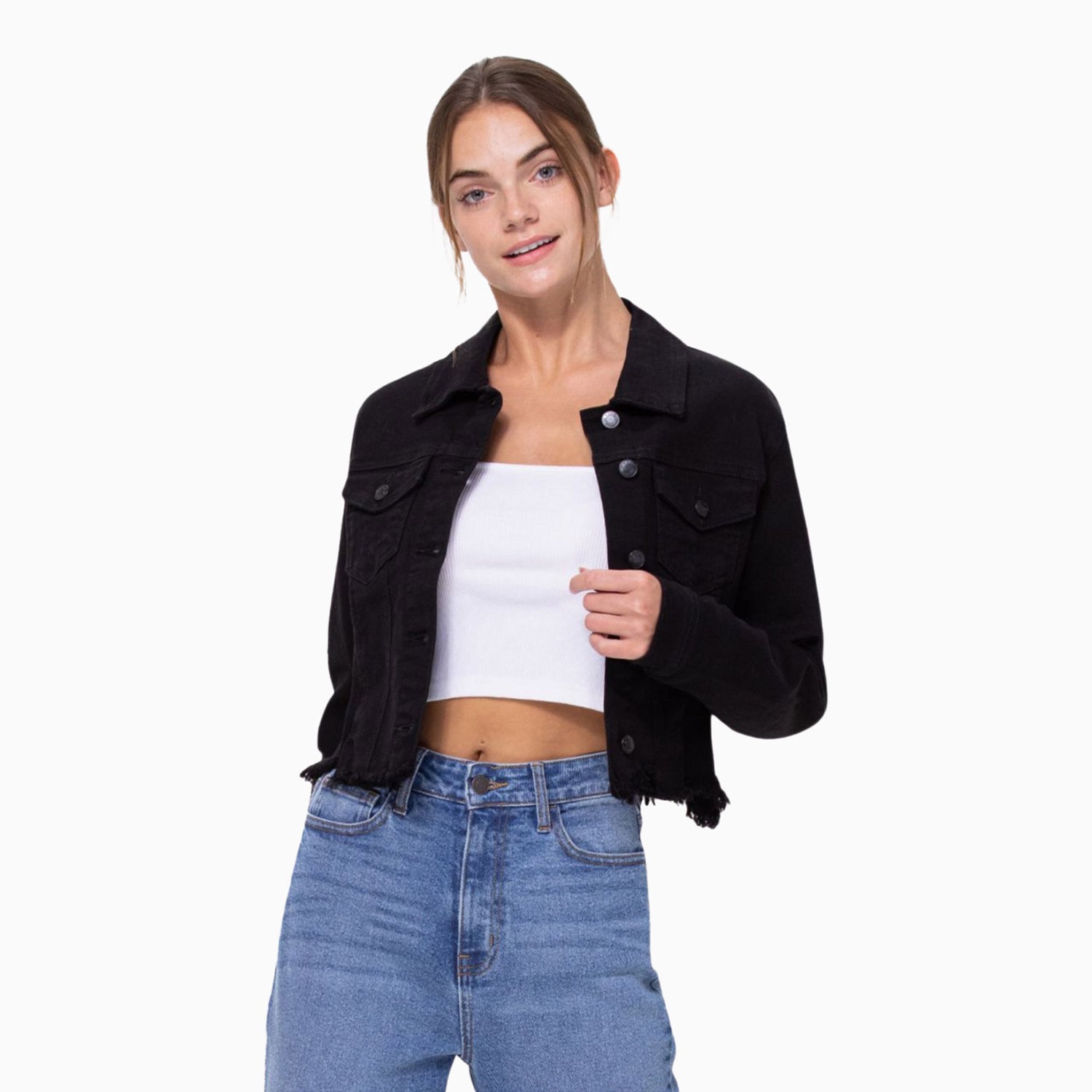 cello-jeans-womens-uneven-black-wash-frayed-fitted-jacket-wv1202j-blk-1