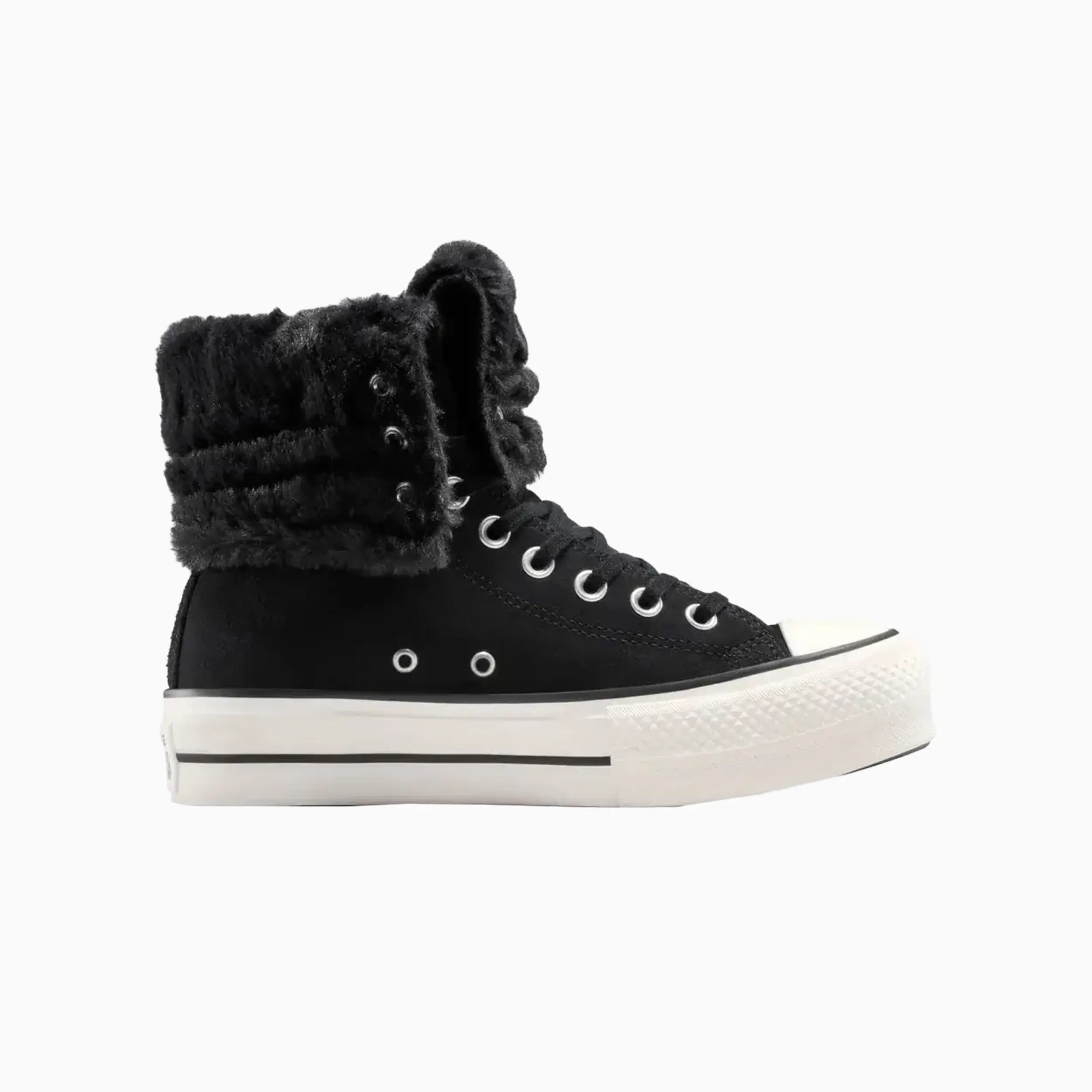 Women's All Star Fold Over Lift X-Hi Faux Fur Converse - Tops and Bottoms USA