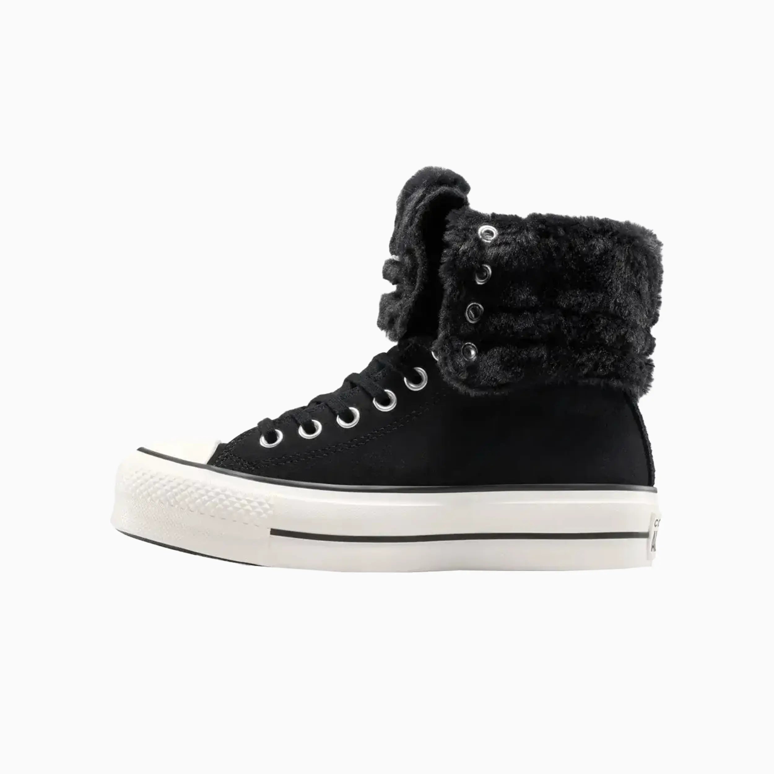 Women's All Star Fold Over Lift X-Hi Faux Fur Converse - Tops and Bottoms USA