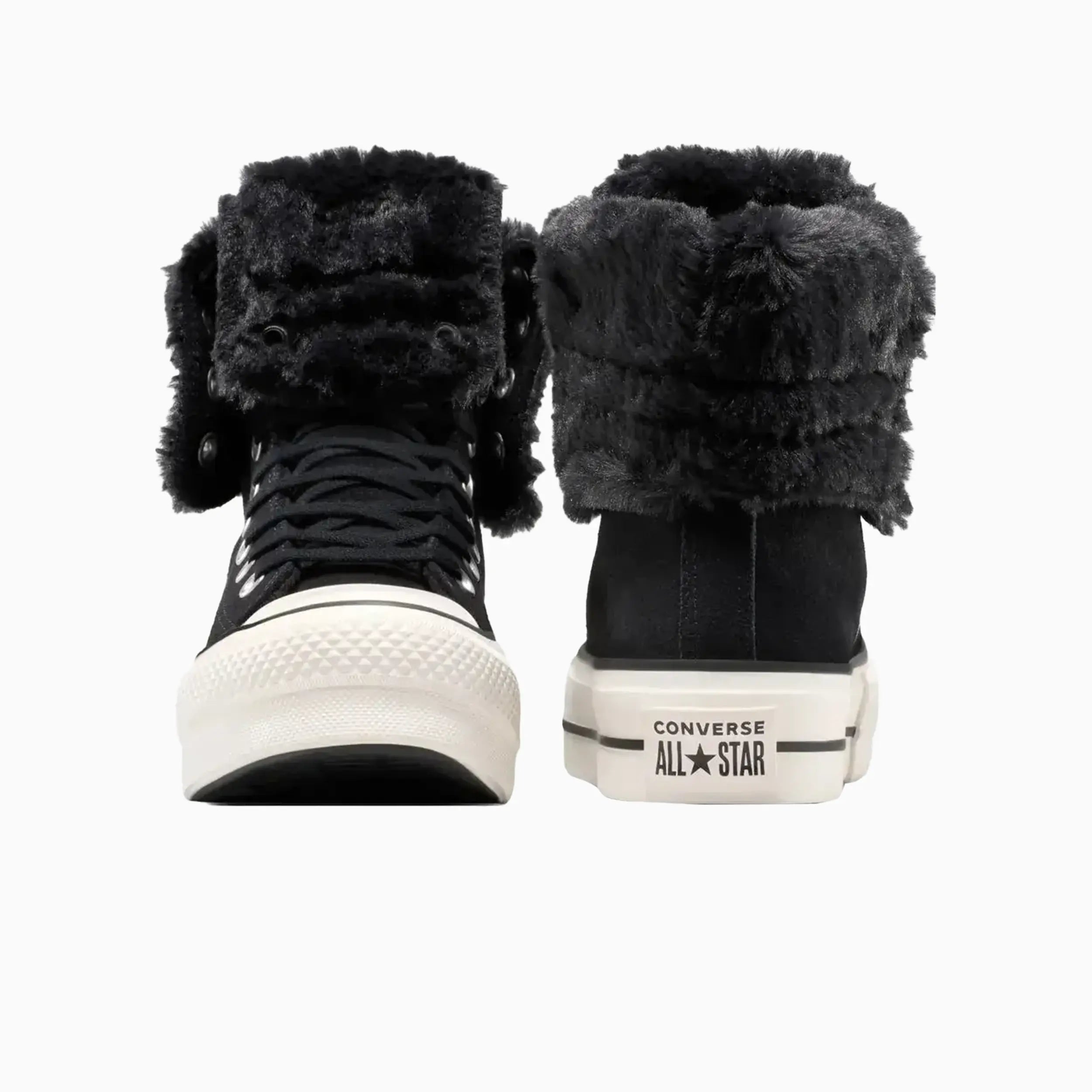 Women's All Star Fold Over Lift X-Hi Faux Fur Converse - Tops and Bottoms USA