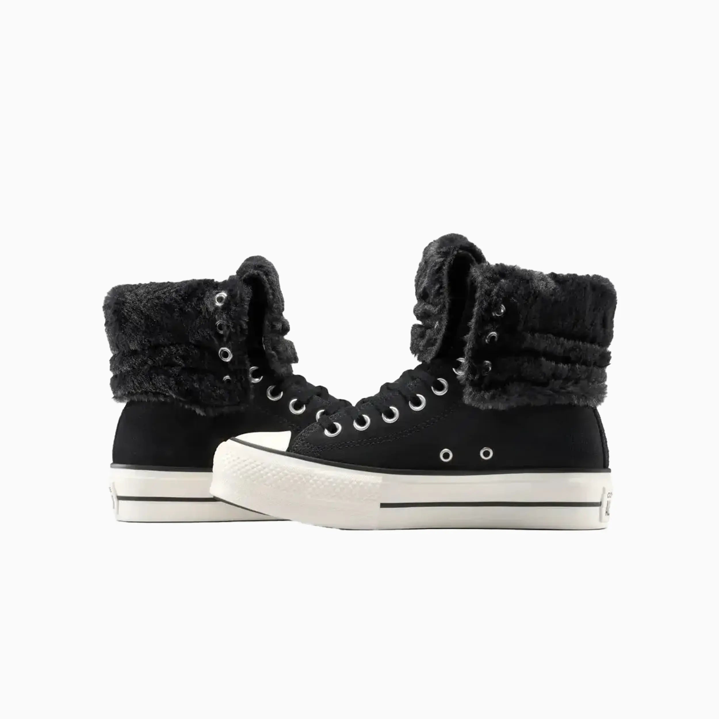 Women's All Star Fold Over Lift X-Hi Faux Fur Converse - Tops and Bottoms USA