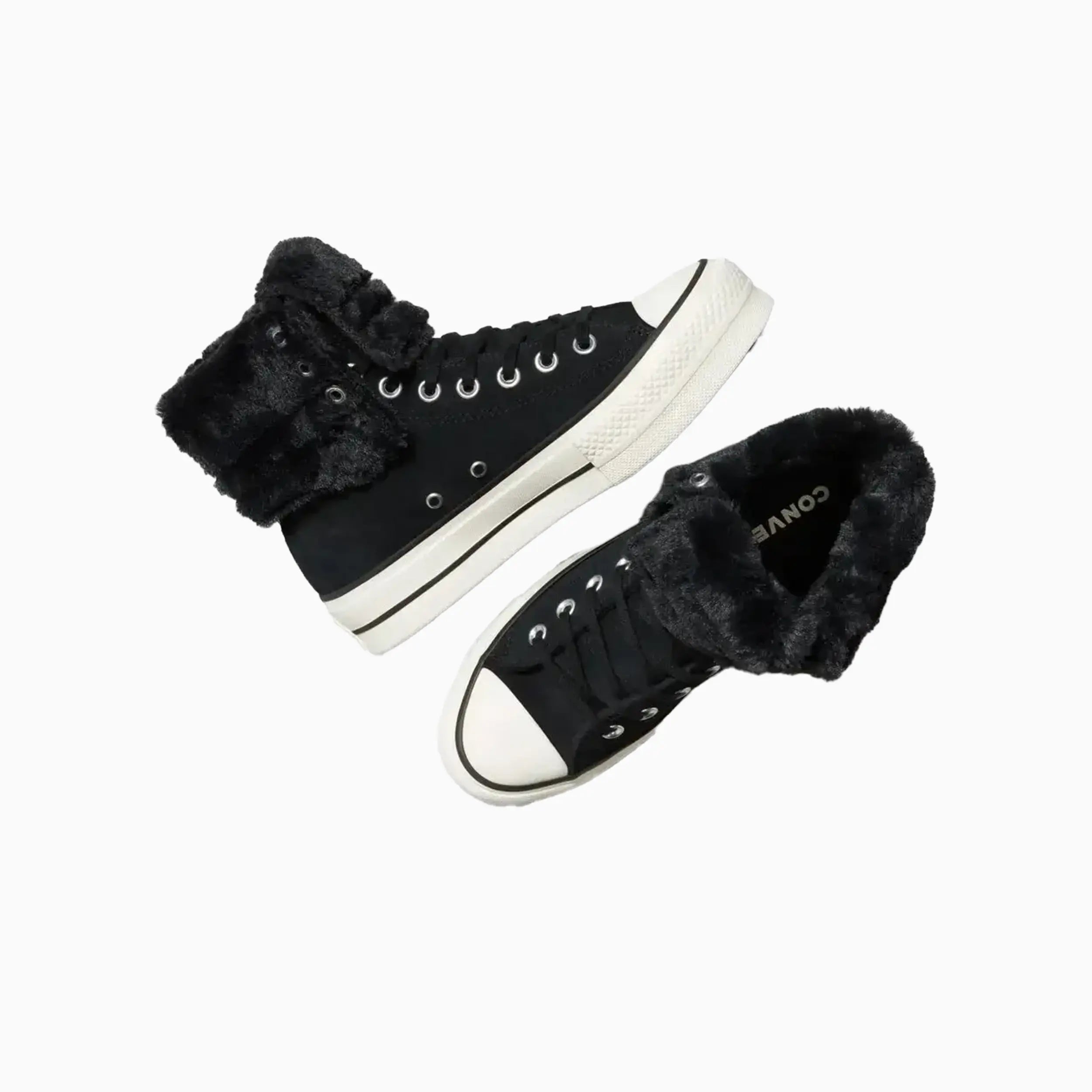 Women's All Star Fold Over Lift X-Hi Faux Fur Converse - Tops and Bottoms USA