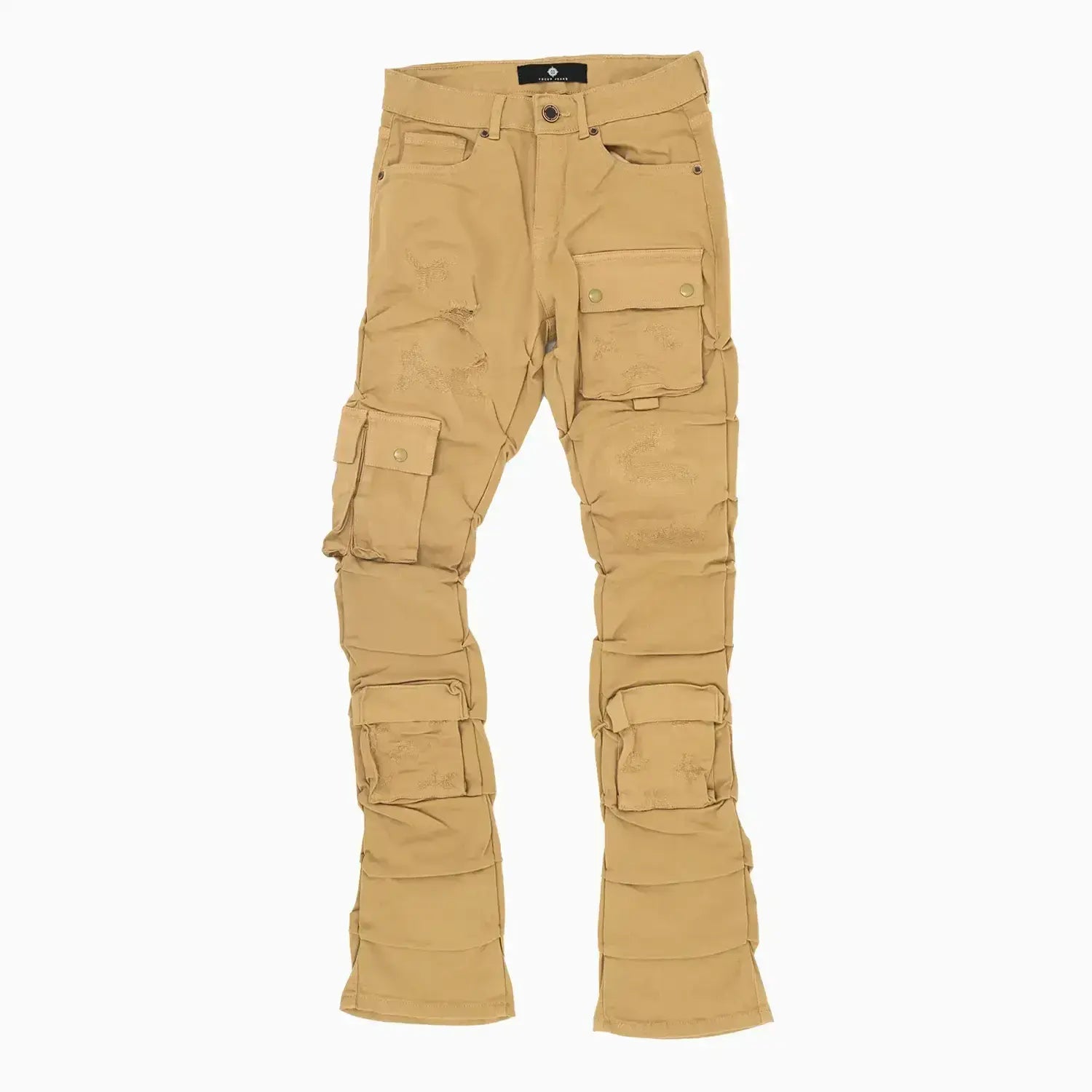 Men's Cargo Distressed Stacked Denim Pant Focus - Tops and Bottoms USA