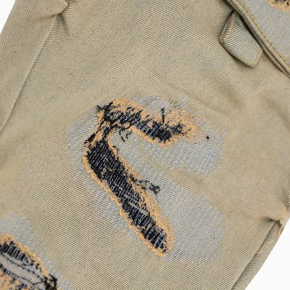 Men's Cargo Distressed Stacked Denim Pant Focus - Tops and Bottoms USA