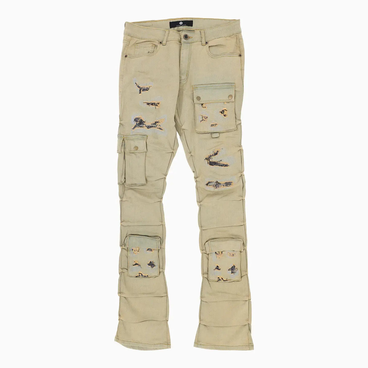 Men's Cargo Distressed Stacked Denim Pant Focus - Tops and Bottoms USA