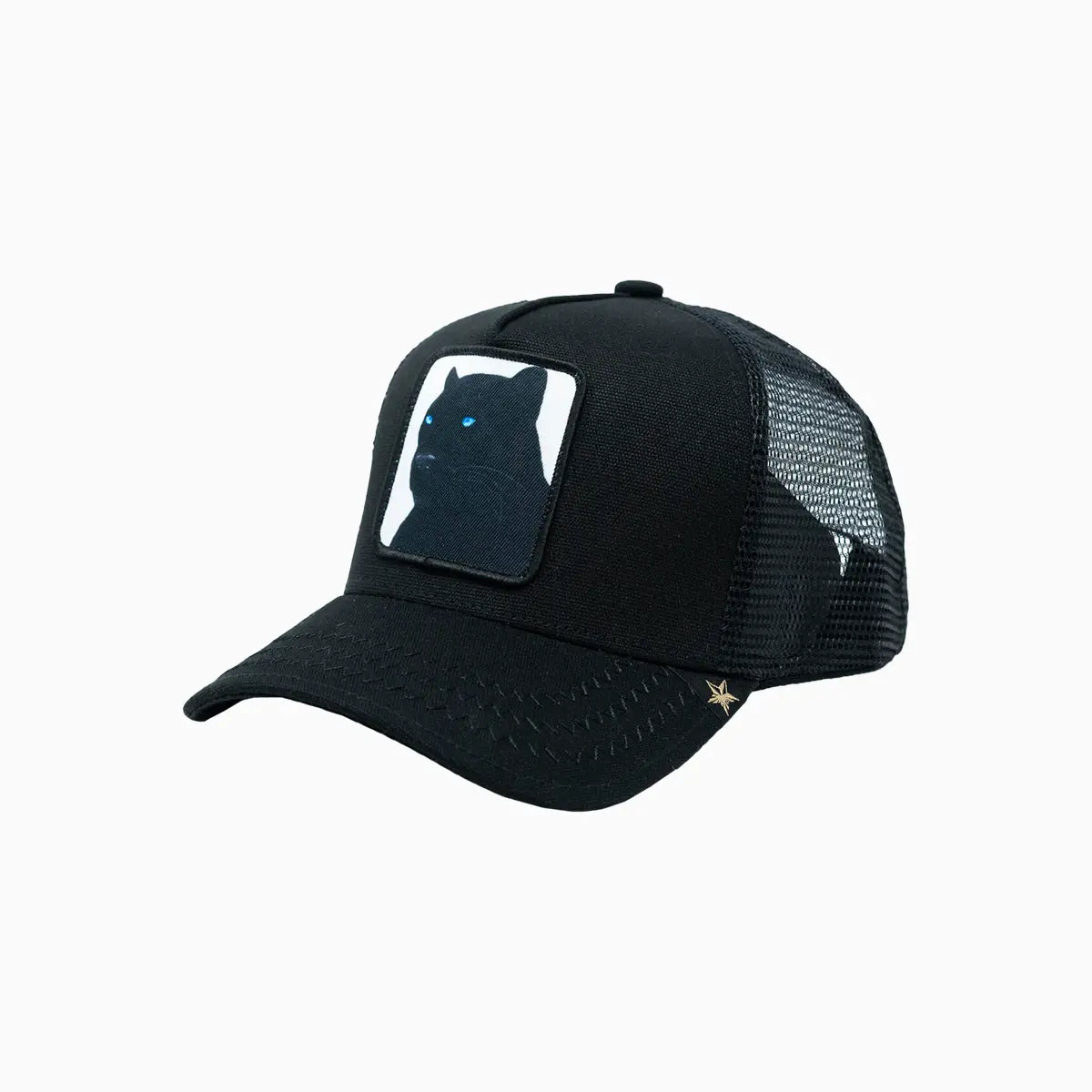 Black Panther Trucker Hat Gold Star Hats - Tops and Bottoms USA