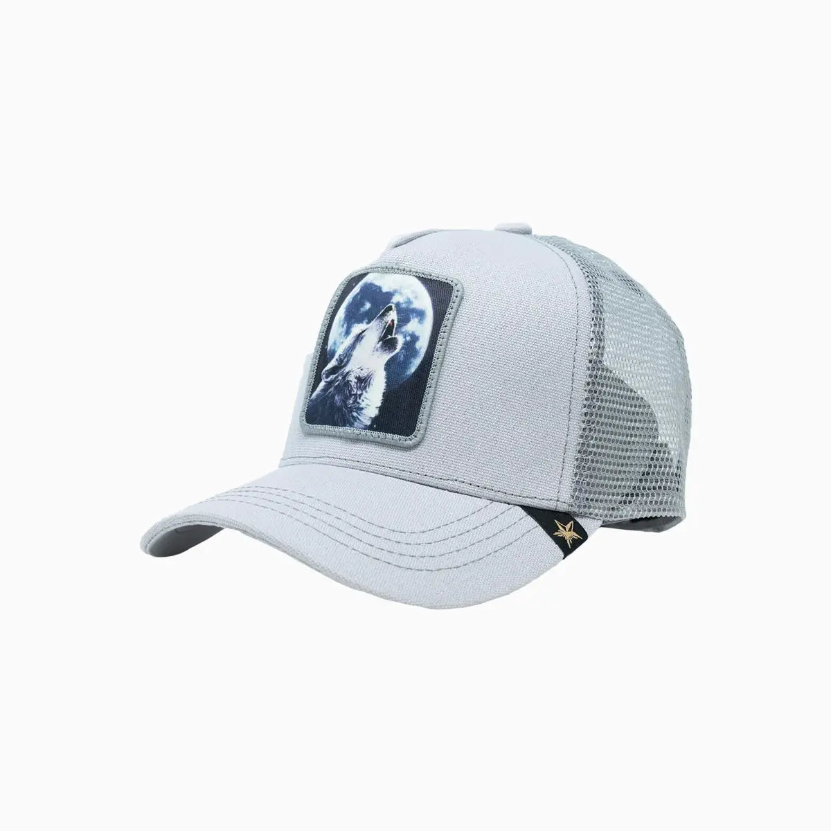 Full Moon Wolf Light Gray Trucker Hat Gold Star Hats - Tops and Bottoms USA