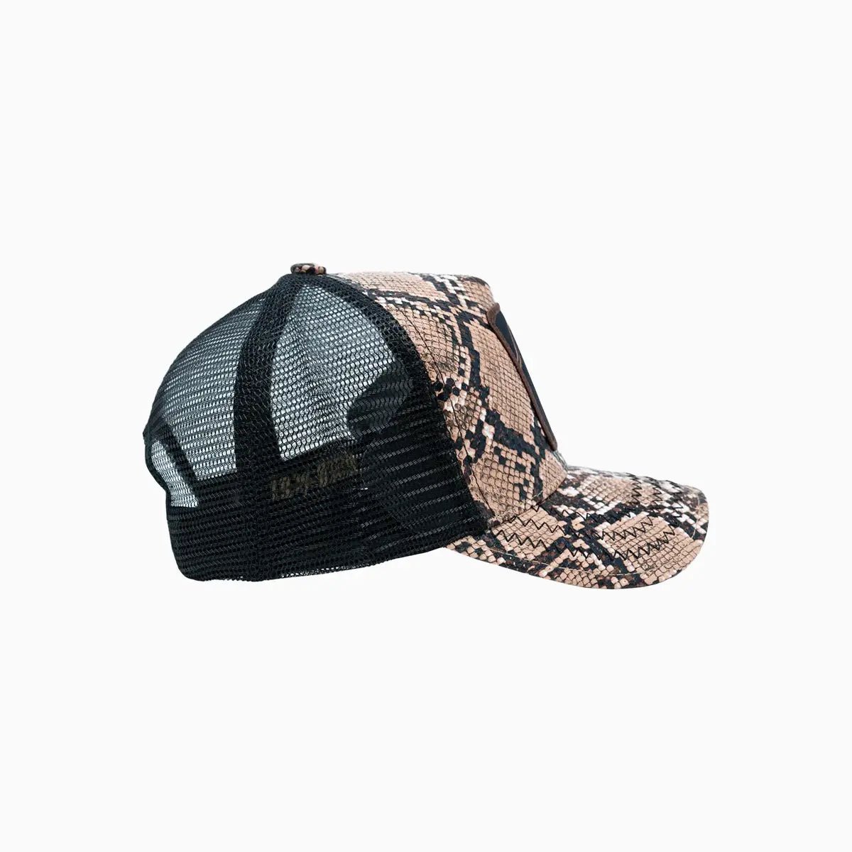 Goat Brown Leather Trucker Hat Gold Star Hats - Tops and Bottoms USA
