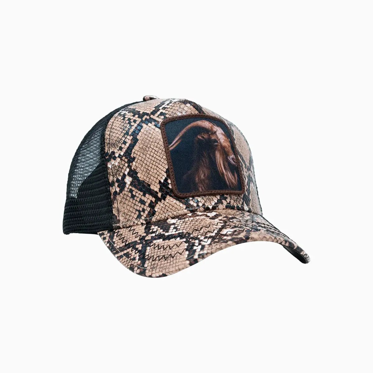 Goat Brown Leather Trucker Hat Gold Star Hats - Tops and Bottoms USA