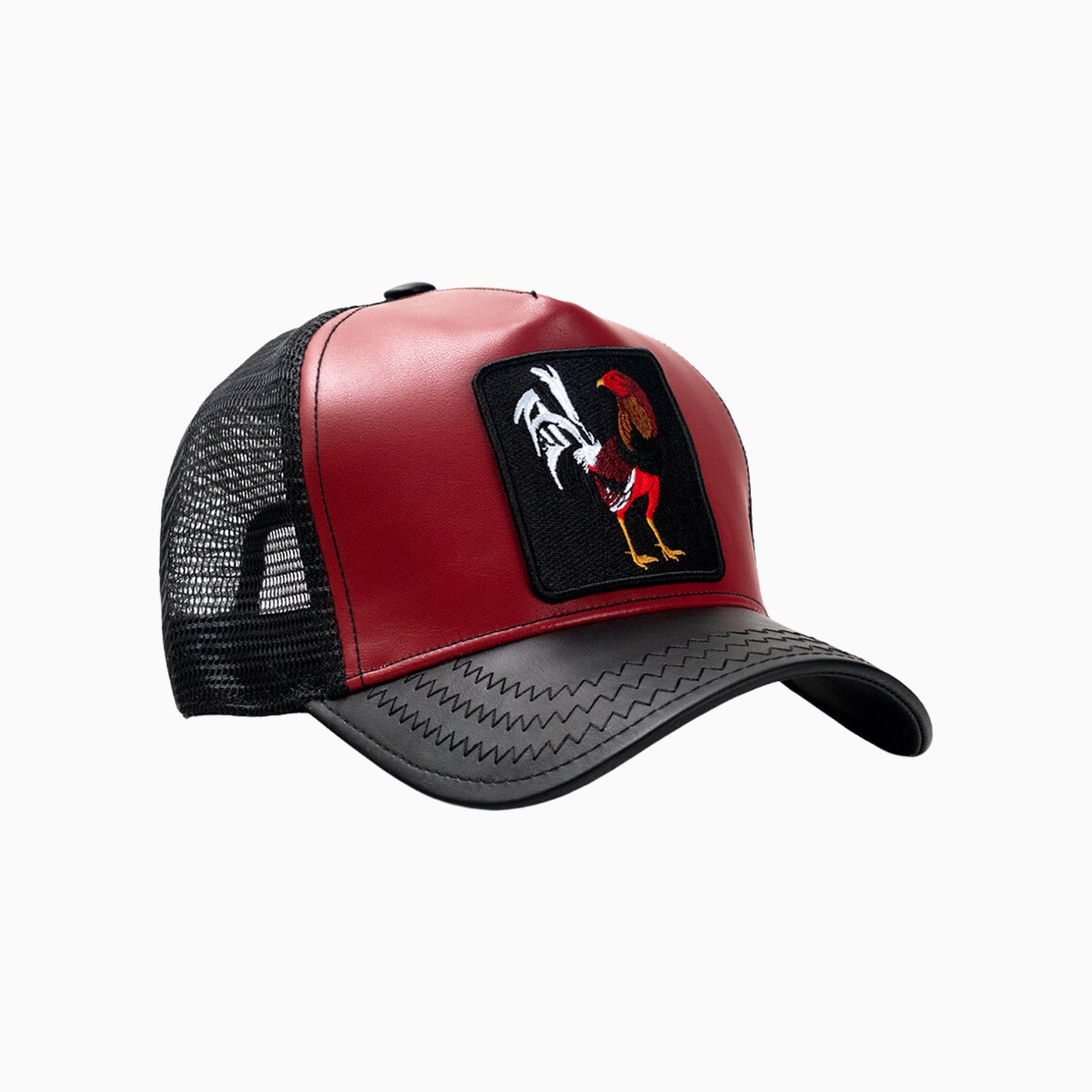 gold-star-hats-mens-rooster-trucker-hat-z017-burgundyblk