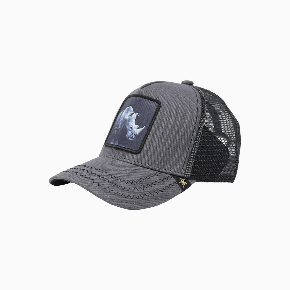 The Charcoal Rhinoceros Animal Trucker Hat Gold Star Hats - Tops and Bottoms USA