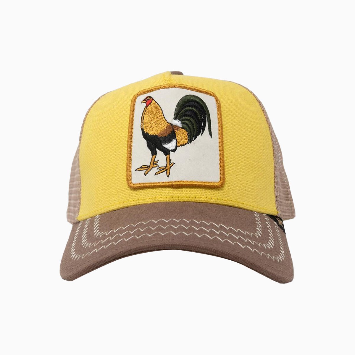 The Rooster 3 Tone Trucker Hat Gold Star Hats - Tops and Bottoms USA