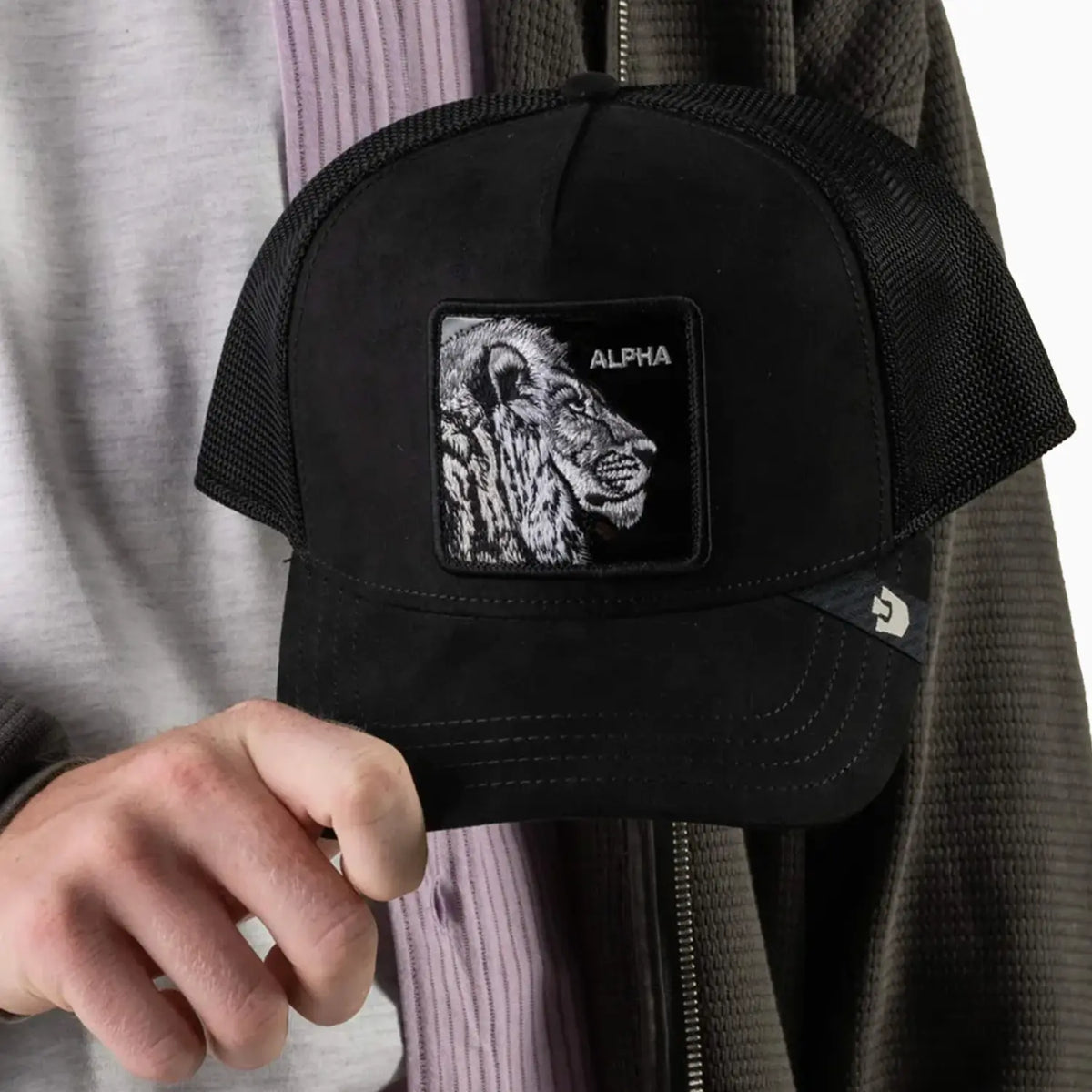 Black Out Lion Trucker Hat