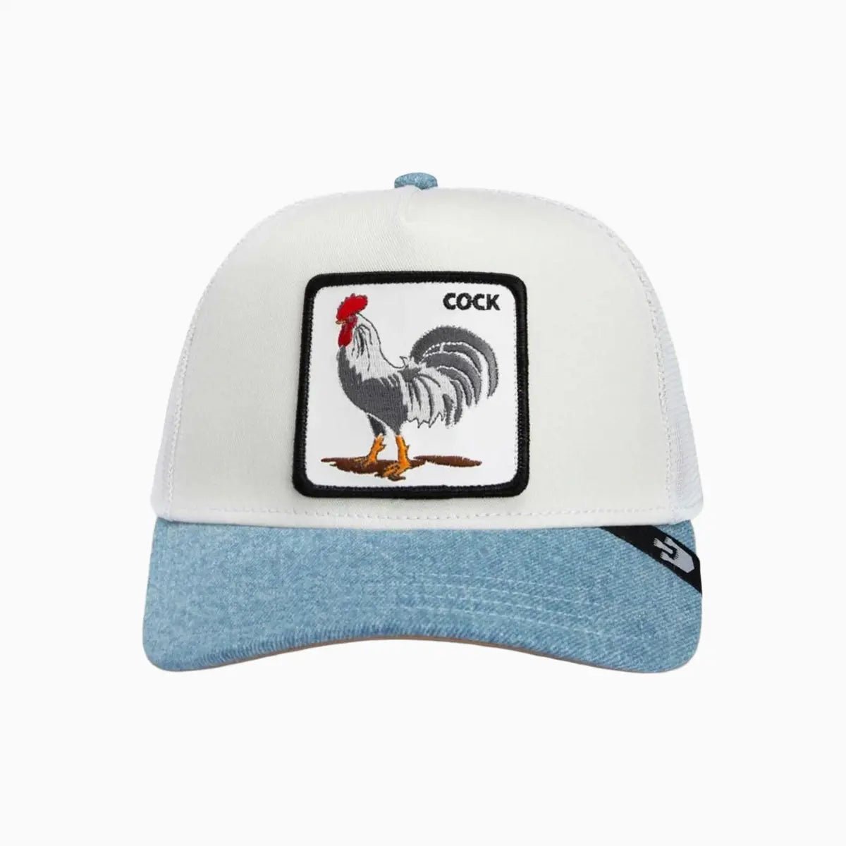 Denim Rooster Trucker Hat Goorin Bros - Tops and Bottoms USA