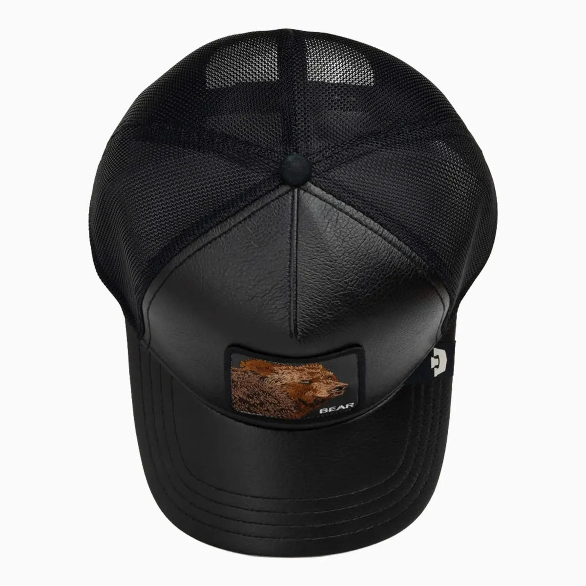 Faux Leather Bear Trucker Hat