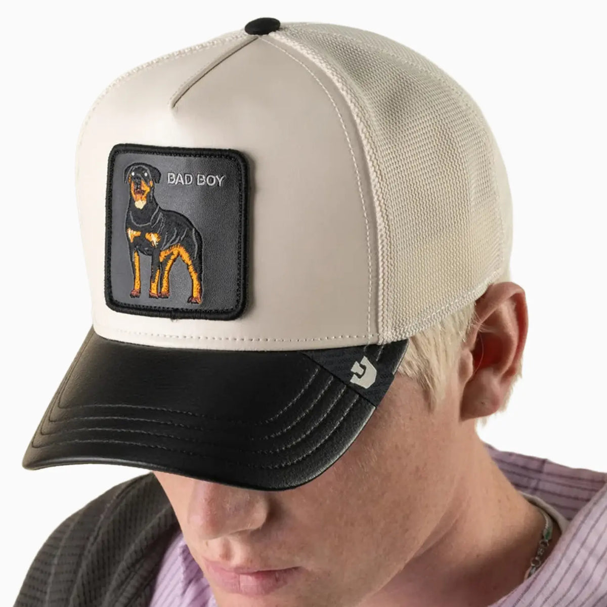 Faux Leather Rottweiler Trucker Hat
