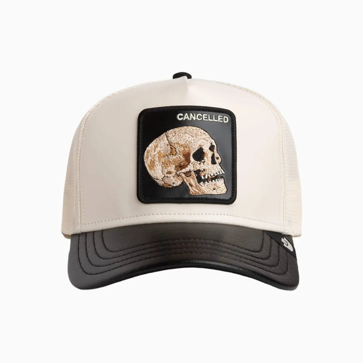 Faux Leather Skull Trucker Hat