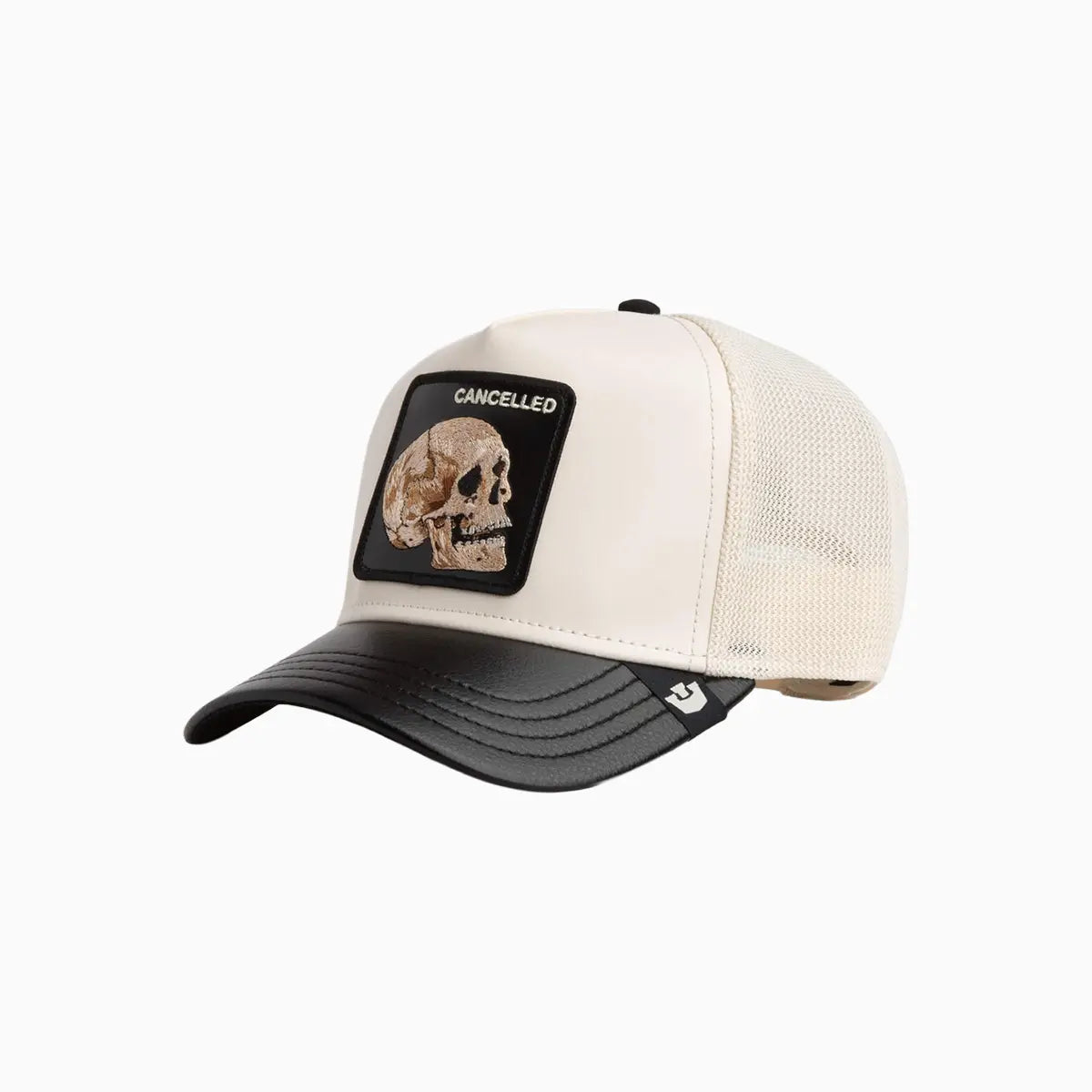 Faux Leather Skull Trucker Hat