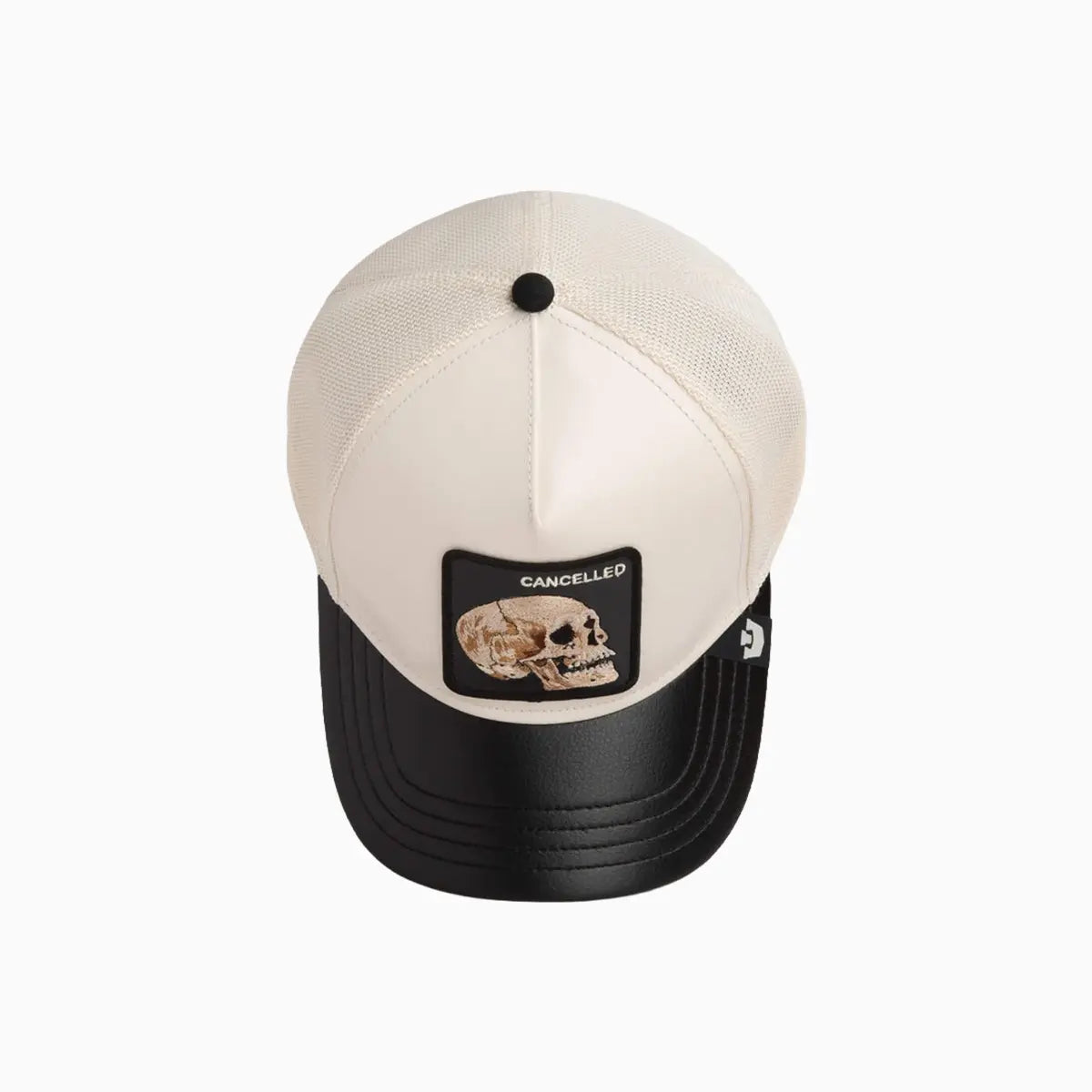 Faux Leather Skull Trucker Hat