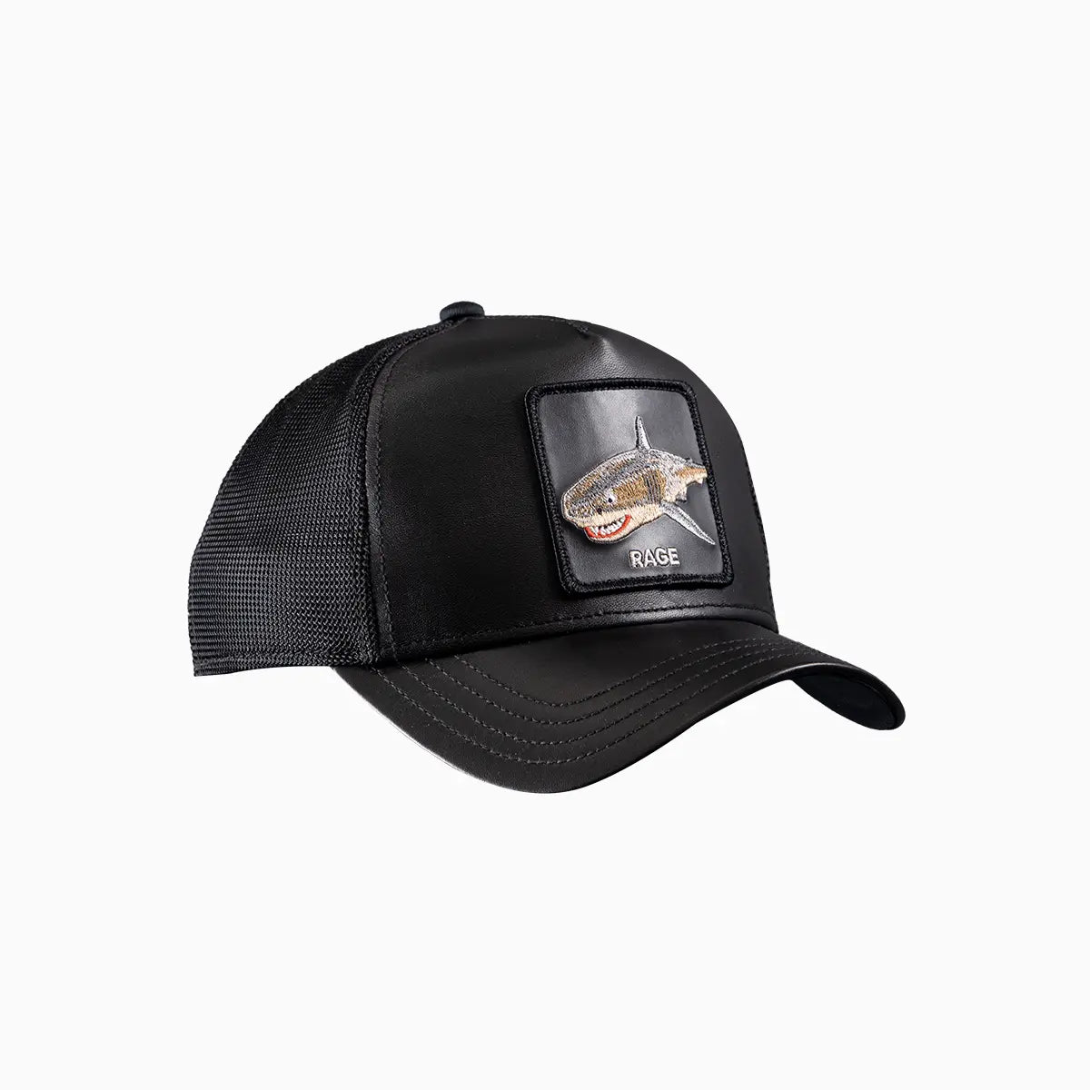 RAGE Leather Shark Trucker Hat Goorin Bros - Tops and Bottoms USA