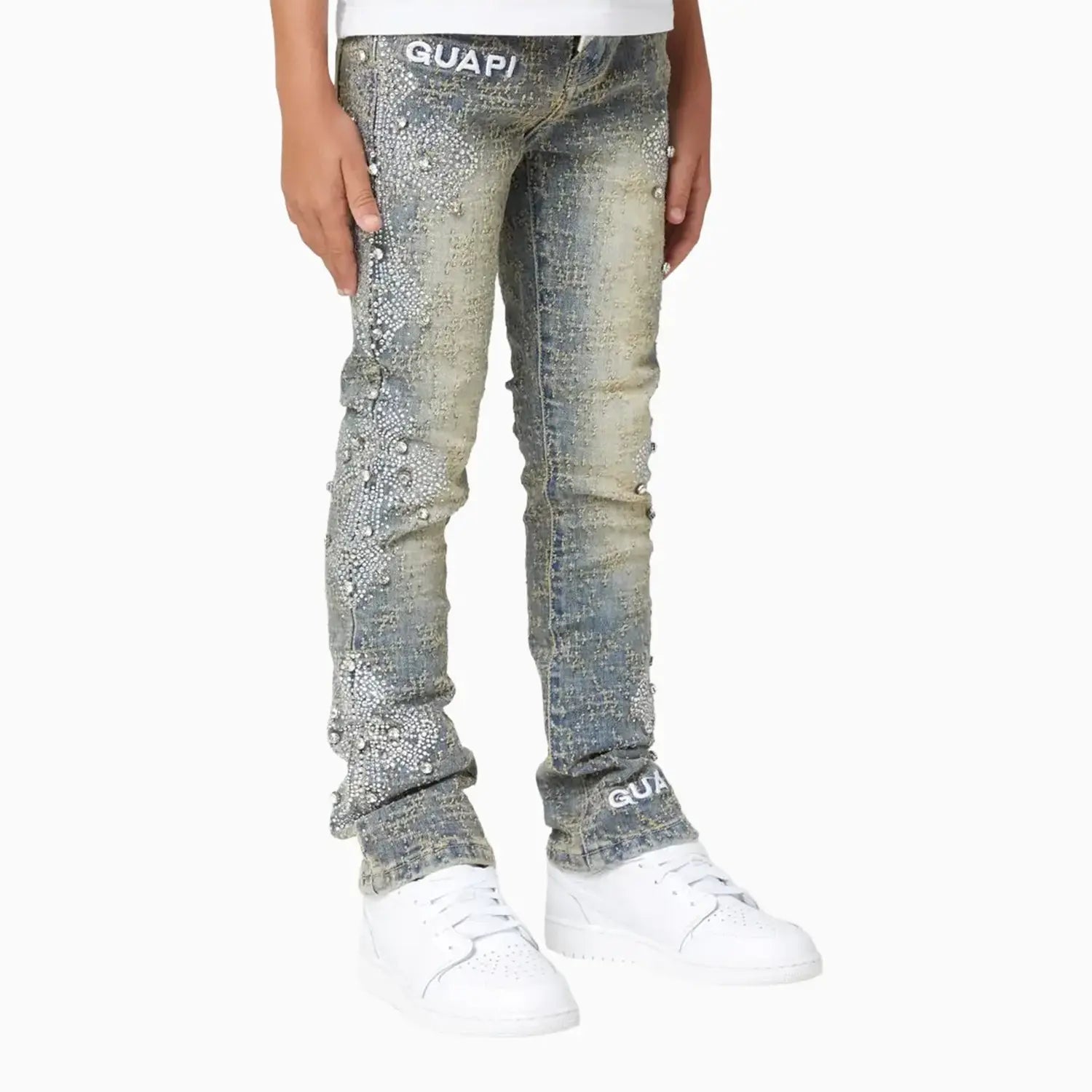 Kid's Distressed Cross Denim Pant Guapi - Tops and Bottoms USA