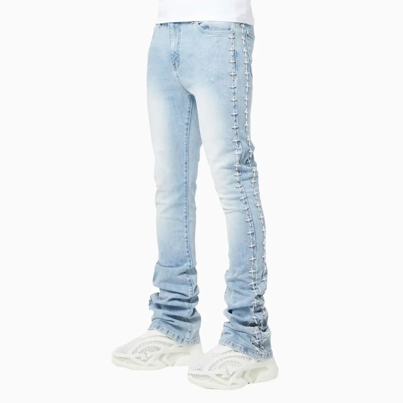 Men's Crosses Embellished Denim Pant Guapi - Tops and Bottoms USA