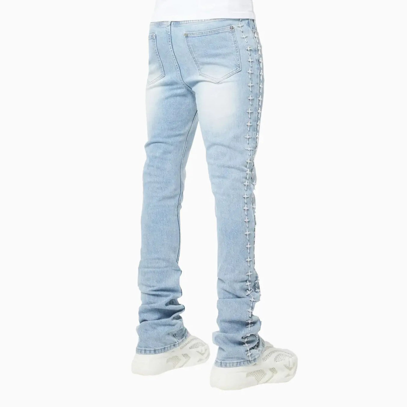 Men's Crosses Embellished Denim Pant