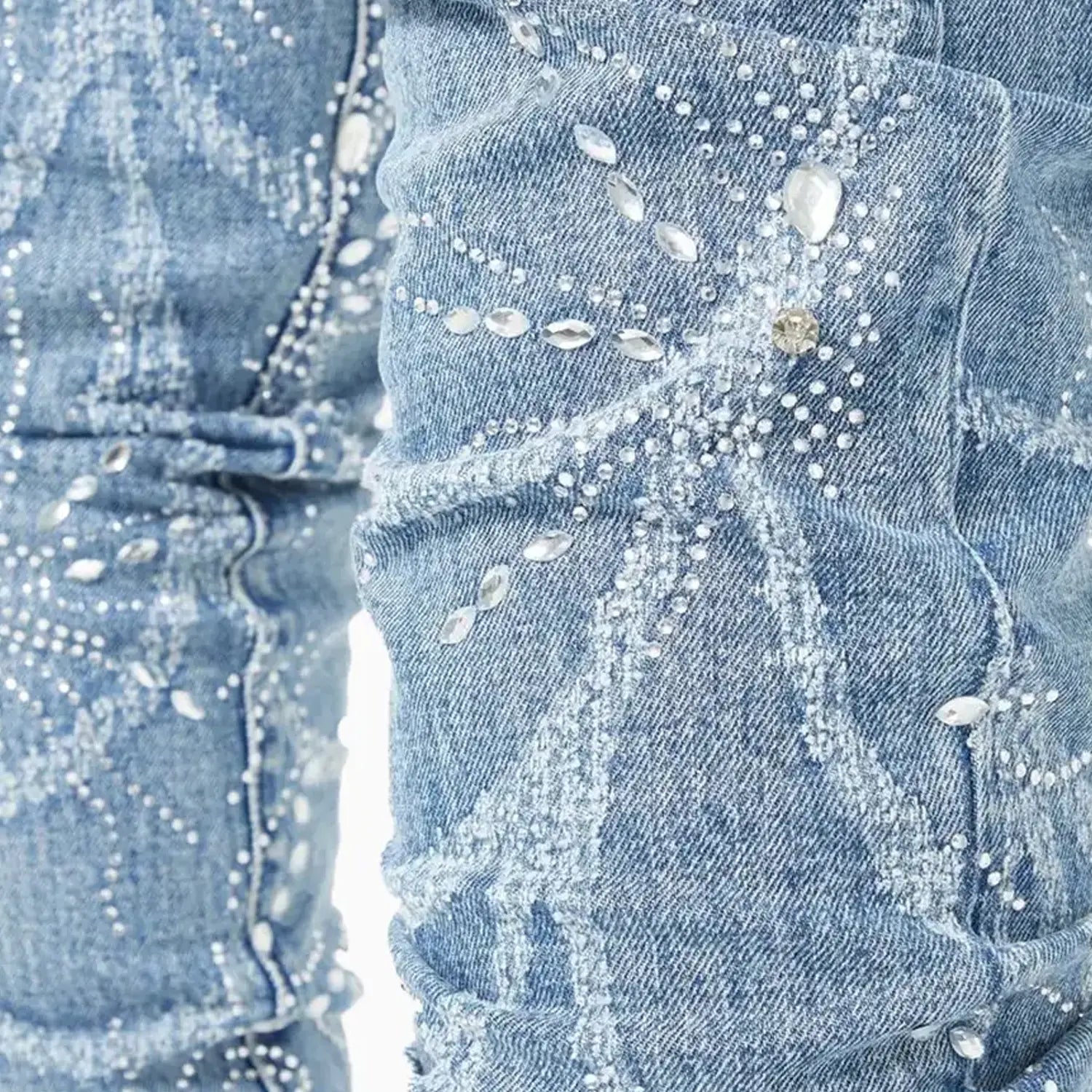 Men's Steel Blue Spider Denim Pant Guapi - Tops and Bottoms USA