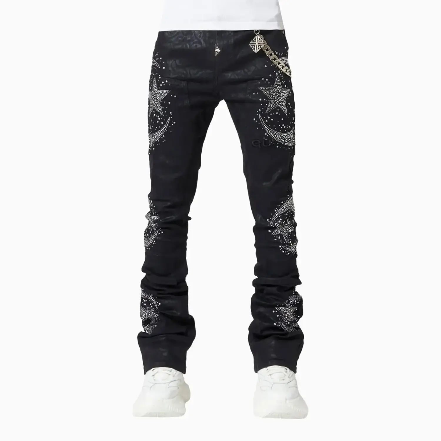 Guapi Men's Waxed Calligraphy Denim Pant