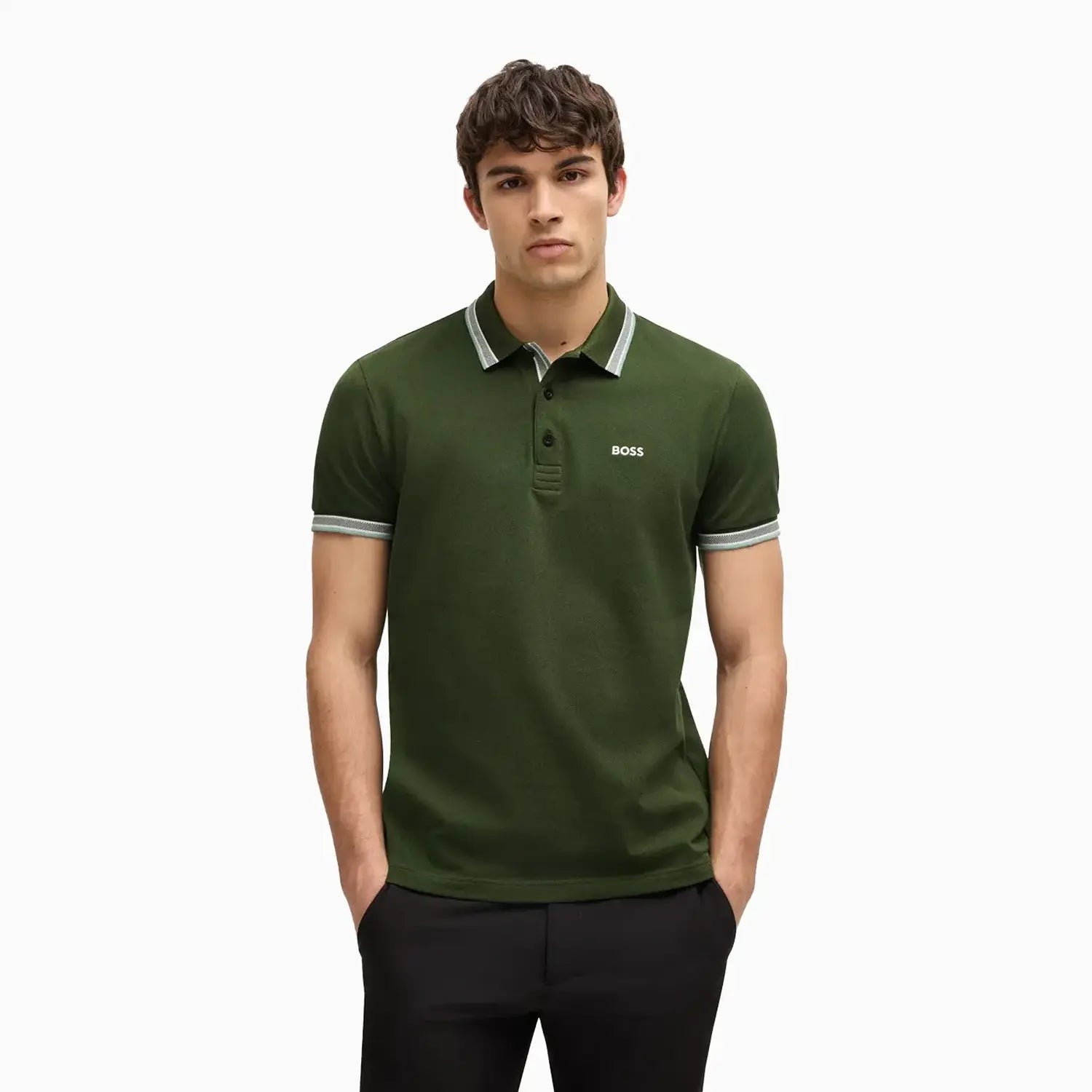 Men's Polo Shirt With Contrast Logo Details Hugo Boss - Tops and Bottoms USA